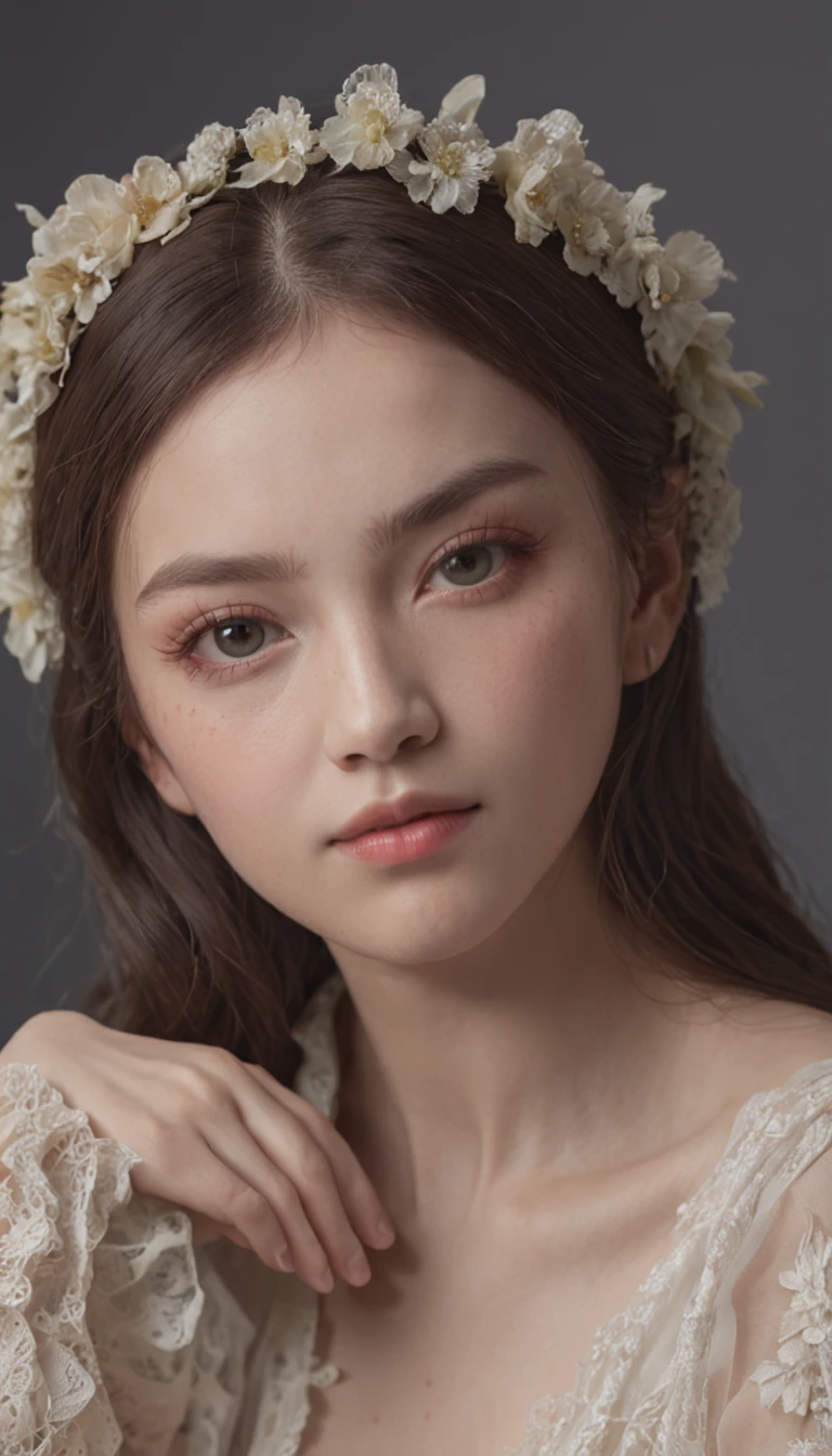 Close-up of a girl sitting at a table, lovely digital painting, adorable digital art, cute beautiful, Cute girl, Cute young girl, Realistic cute girl painting, cute portrait, beautiful lovely, Cute and lovely, with cute doting eyes, Young and cute face, Cute girl, adorable expression, cute kawaii girls, portrait cute-fine-face