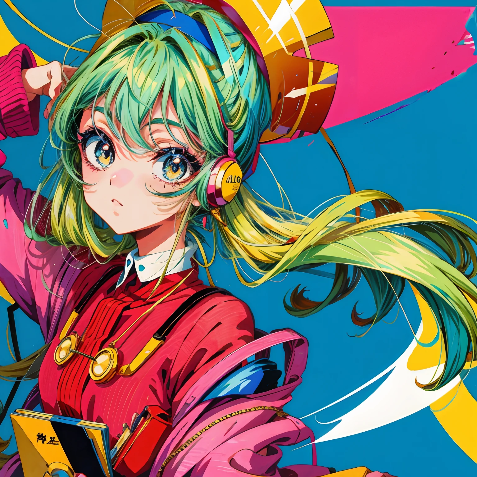 Without headbands、Background blue