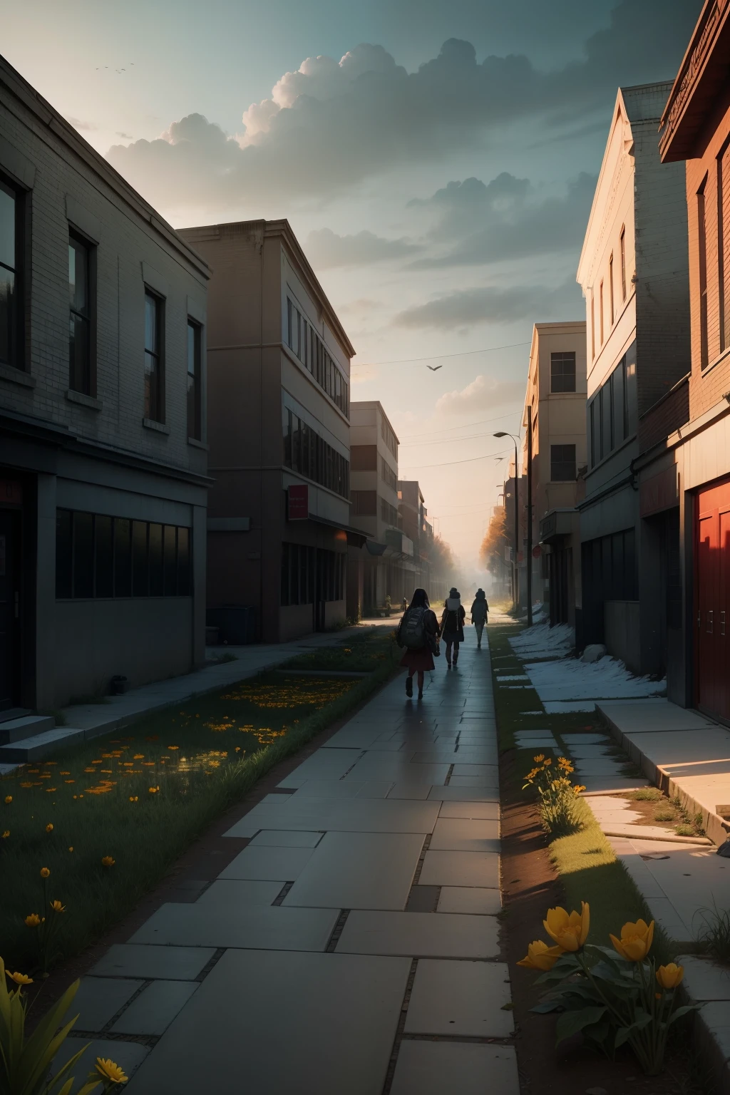 Converted into a school sidewalk,Plus flower ponds,Zombies and other details,Bloody shock