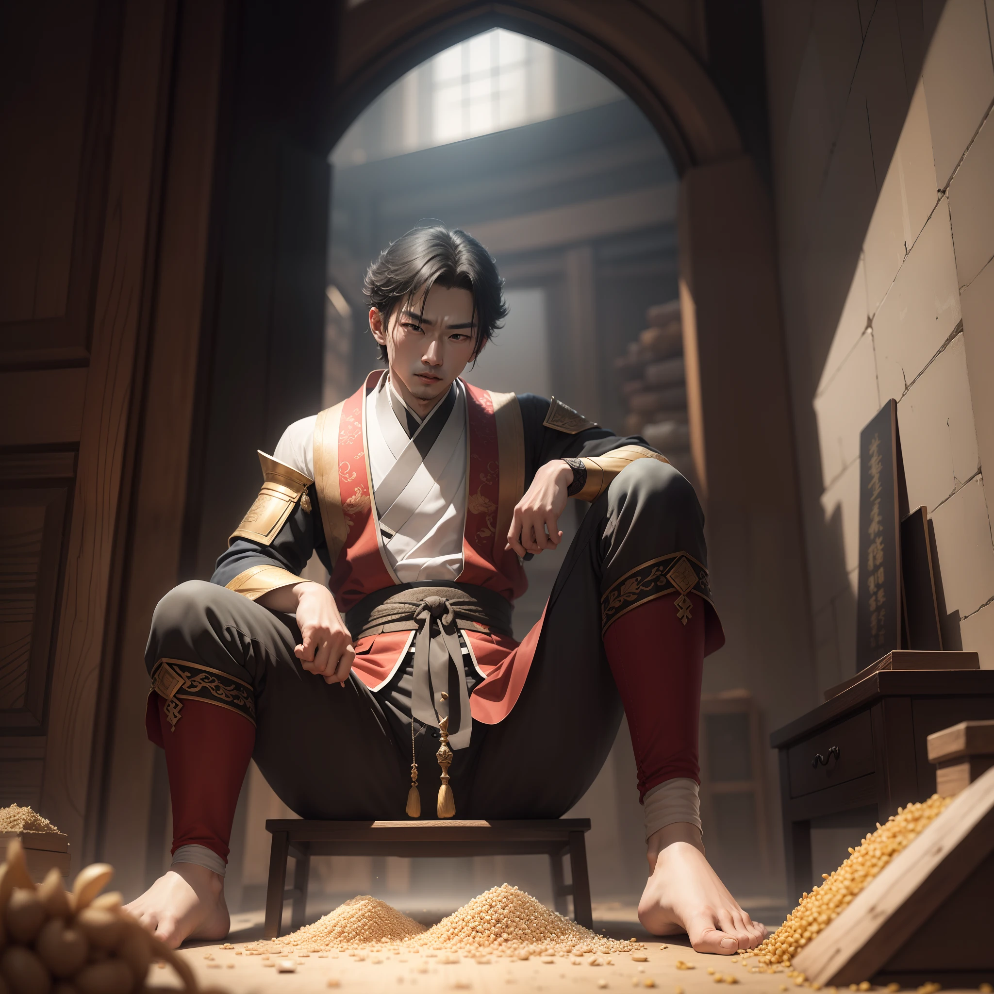 Chongyun in the original god took the diamond sword from My World and slashed at Li Bai in the glory of the king sitting on the pile of grains