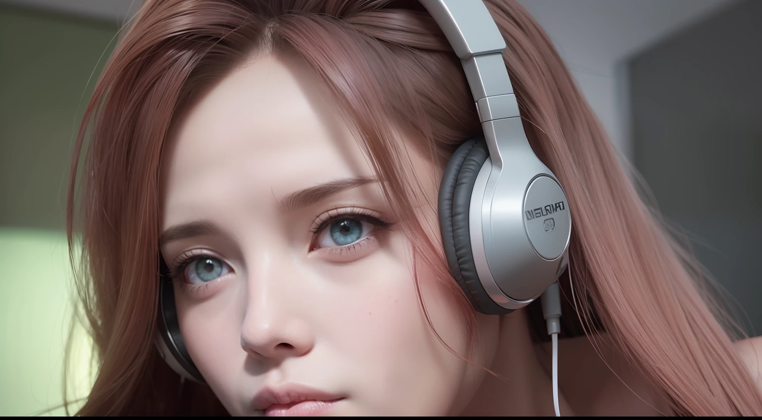 girl with headphones,hair color rainbow eyes red cyberpunk,8K extremely detailed, smooth, high resolution, ultra quality, highly detailed eyes, highly detailed mouth, highly detailed face brightness, iridescent, global lighting, real hair movement, real light, real shadow, real face, hd, 2k, 4k, 8k, 16k, realistic light, realistic shadow, bright eyes, fluorescent eyes, soft light, dream light,anime, 3d, japan, pixar, masterpiece, best quality, lean on Lamborghini, super car model shot