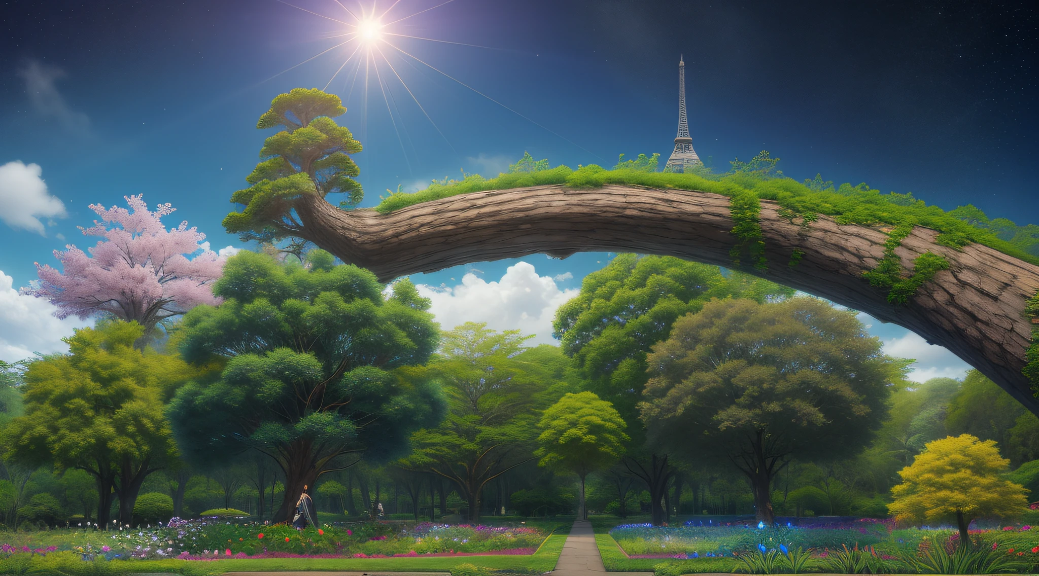 Wide sky, Decarbonization, Zero Carbon, Carbon Neutral, A planet full of nature, blue-sky, during daytime, When we arrived on the planet Pandora,Surrounded by so many people "Tree of Hope" A towering tree,Can be used as a home to live in、Lush rainforest,highly colorful,With dynamism、Bright flowers and plants、"Garden of Fantasy"