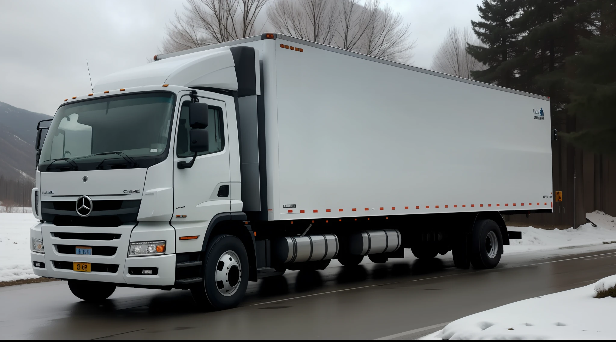 moving truck. clima com neve