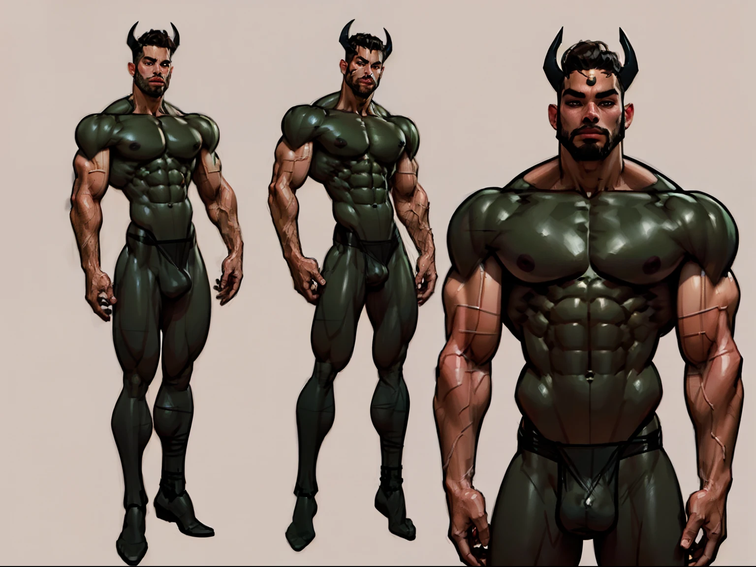 ((masterpiece)),(((best quality))),((character design sheet)), illustration,1man, boy, environment Scene change, (crotch bulge:1.2), muscular, white skin, masculine, rugged, manly, sharp edges, heroic, white legs, thick legs, devil horns, scribbles and marks, no face, ((mannequin face:1.2)), rough sketches, pose too, white and black color palette, 8k,16k, (simple background, light background: 1.3)