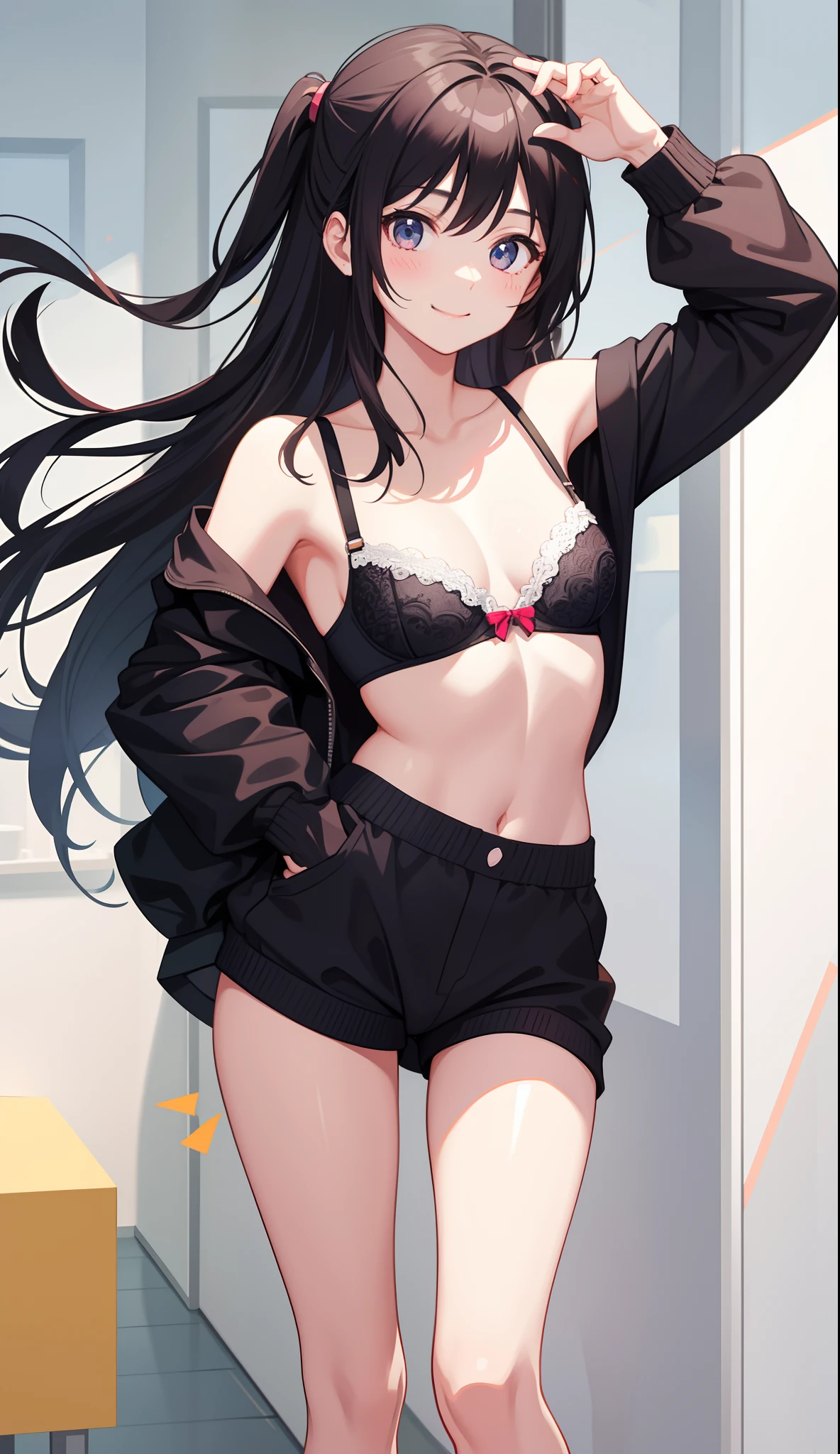 1girl in、A smile、A delightful!　Cute underwear、Cute underwear、（small tits）