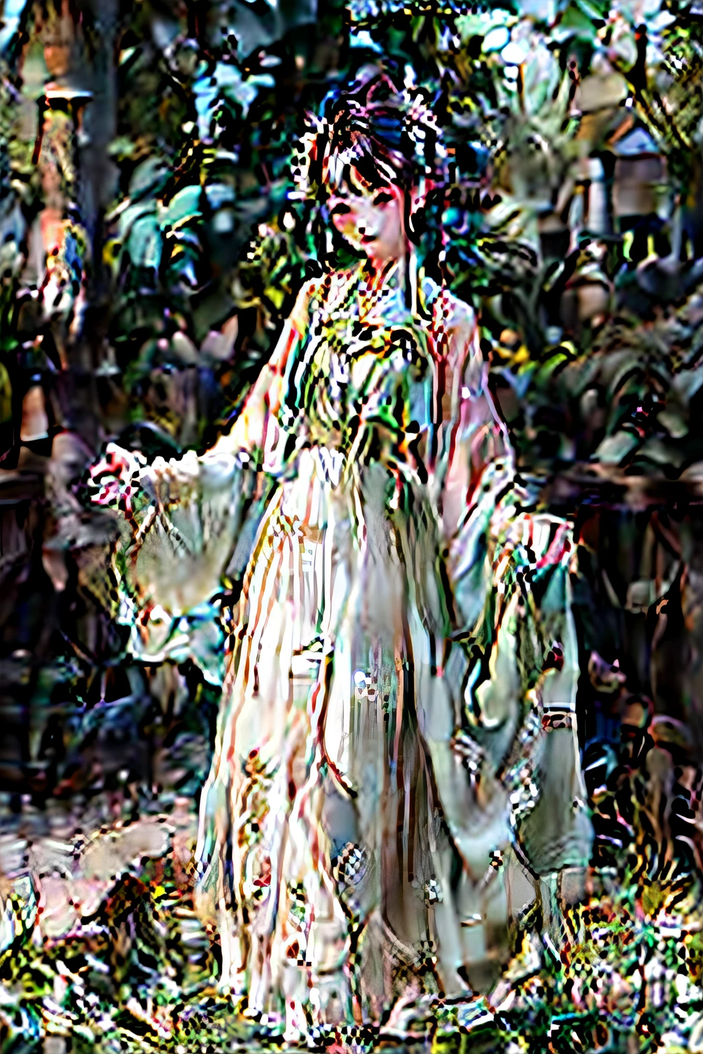 ancient wind、period costume、A fairy beauty,Gracefully hold high stilt legs