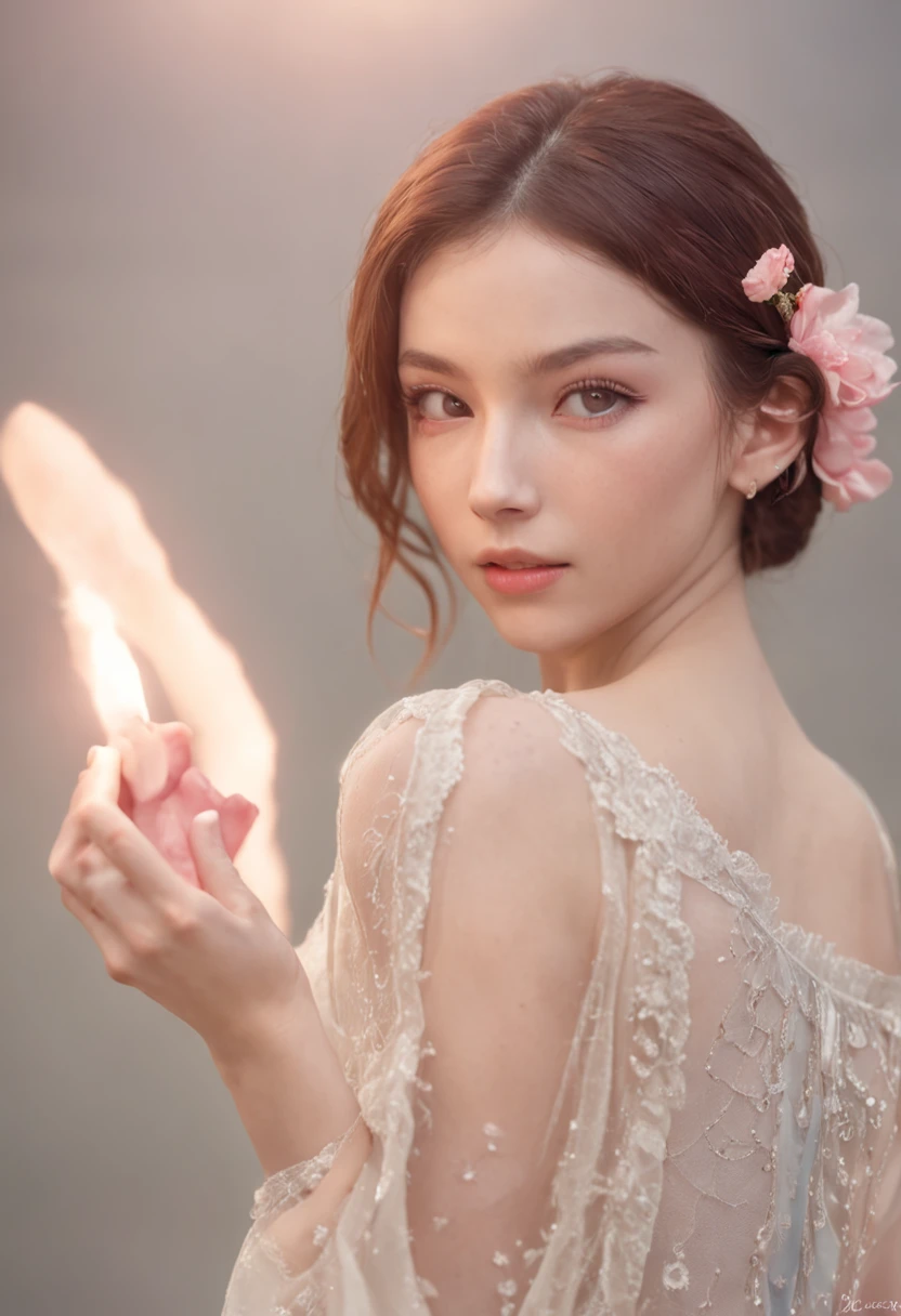 (((masterpiece))), best quality, ultra-detailed, extremely delicate and beautiful, dynamic pose, (1girl), colorful clothes, vibrant expression, dreamy background, glowing lights, "Dopamine teenage"