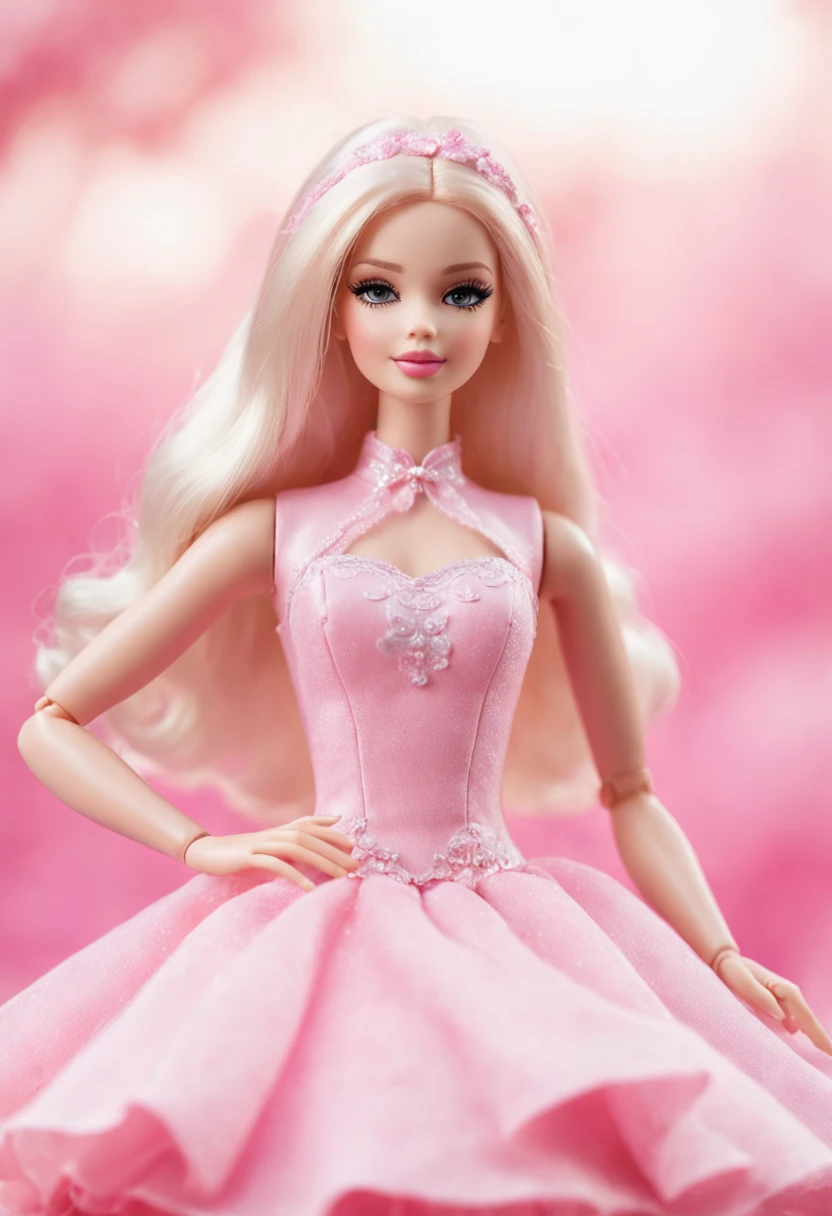 Pink Barbie World，Brilliant dreamy light and shadow illuminate the most perfect details，A fairyland-like scene unfolds before your eyes。Barbie dolls with sweet smiles dance among pink petals and soft clouds。Brilliant dreamy colors fill the beautiful fairytale atmosphere，Immerse people in endless joy and innocence。