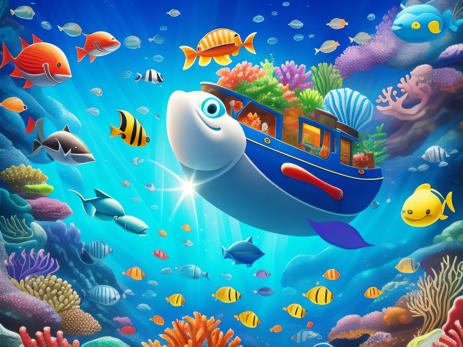 As we bravely piloted the Nautilus submarine,Embark on an adventure in the sea,When looking for the adventure of sea monsters,We wanted to create a children's cartoon drawing in flat style。Here's our copywriting:
In this painting,We saw a vast sea。The sea is sparkling,The sun shines down,Reflecting the blue water。The sky in the distance blends with the sea,Bright colors、Colorful and diverse,It gives a cheerful feeling。
In the background of the vast sea,We can see the Nautilus submarine approaching footage。This cartoon-style submarine has a unique shape,vibrant with colors,It is decorated with various interesting animal and plant motifs,It adds childlike and joyful to the picture。
In the cabin of the submarine,We can see several intrepid explorers。They are in wetsuits,Bring a diving mask,Prepare for an intimate encounter with the sea monsters with anticipation。Their expressions were filled with curiosity and excitement,It gives an adventurous atmosphere。
On screen,We imaginatively depict various landscapes in the sea。There are colorful coral reefs,It is inhabited by a variety of cute sea creatures;There are light seabed plants,Dancing in a posture;There are also schools of fish dancing,It seems to be cheering for the explorers。
And in the dark world of the deep sea,We can feel an atmosphere of mystery and unknown。Some strange deep-sea creatures appear on the screen,They have strange shapes and glowing organs,It looks very different from the creatures on Earth,It gives a sense of mystery and the thrill of adventure。
The most exciting part is:,A mysterious visitor is heard in the picture。It could be a giant sea monster,Or an unknown sea creature,The expedition is quietly approaching。This mysterious visitor adds a touch of tension and suspense to the whole picture,Arouse the imagination and curiosity of the viewer。
The whole painting is full of color、Clean lines and exaggerated expressions,Present an imaginative and adventurous sea adventure。Whether it's kids or adults,You can feel the fun and excitement of exploring the unknown world。