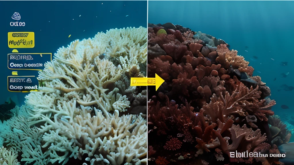 Close up of coral with yellow arrow pointing to the left, excellent contrast, Deep contrast, amazing depth, true realistic image, wtf, Deep!!!!!, 3 4 5 3 1, dramatic contrast, Reduced contrast, the reef, realistic depth, Great barrier reef, covered in coral and barnacles, coral sea bottom, eagle coral, incredible depth, Sunken