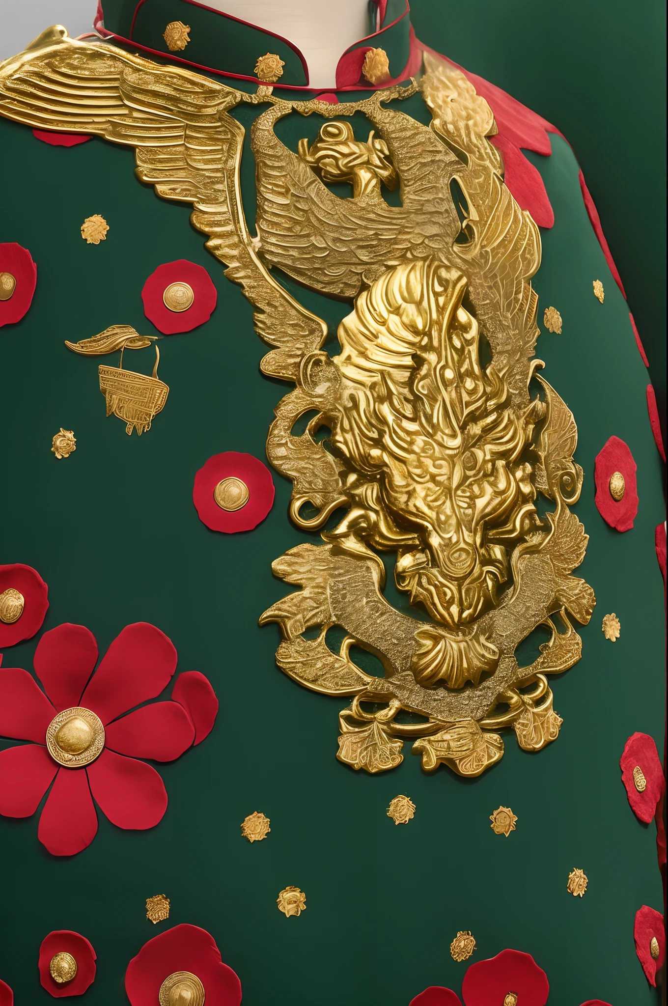 He wears a gold silk eight-treasure bun on his head,Hanging beads with five phoenixes in the rising sun;The necklace wears a red gold disc ring,The skirt is tied with a bean green tapestry,Double balance flounder rose pei;He wears a golden butterfly and a narrow jacket of flowers and red satin,Covered with multicolored carved stone blue silver rat gown,Under the emerald floral crepe skirt。A pair of Danfeng triangle eyes,Two curved willow leaves hanging eyebrows,Slim body,Coquettish physique,The flour contains spring power,Dan sniffed before smiling