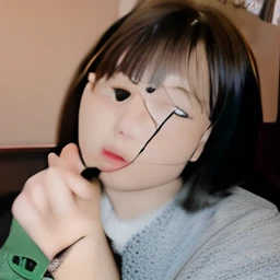 there is woman doing oral sex while wearing glasses