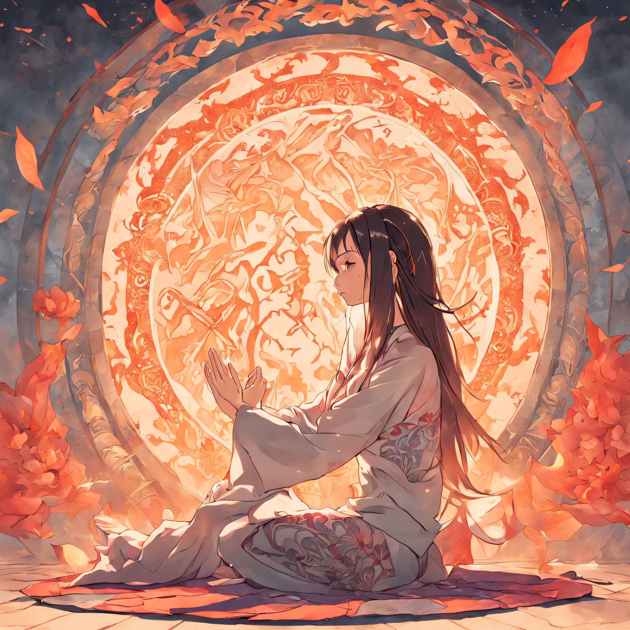 (White background:1.4),(Silhouette of girl practicing yoga, Eyes closed, colorfull long hair, Oriental elements),(Chinese illustration:1.3,paper art:1.3, Quilted paper art:1.2),( reasonable design, Clear lines, High sharpness,Best quality, Very detailed, Masterpiece, movie light effect, 4K )