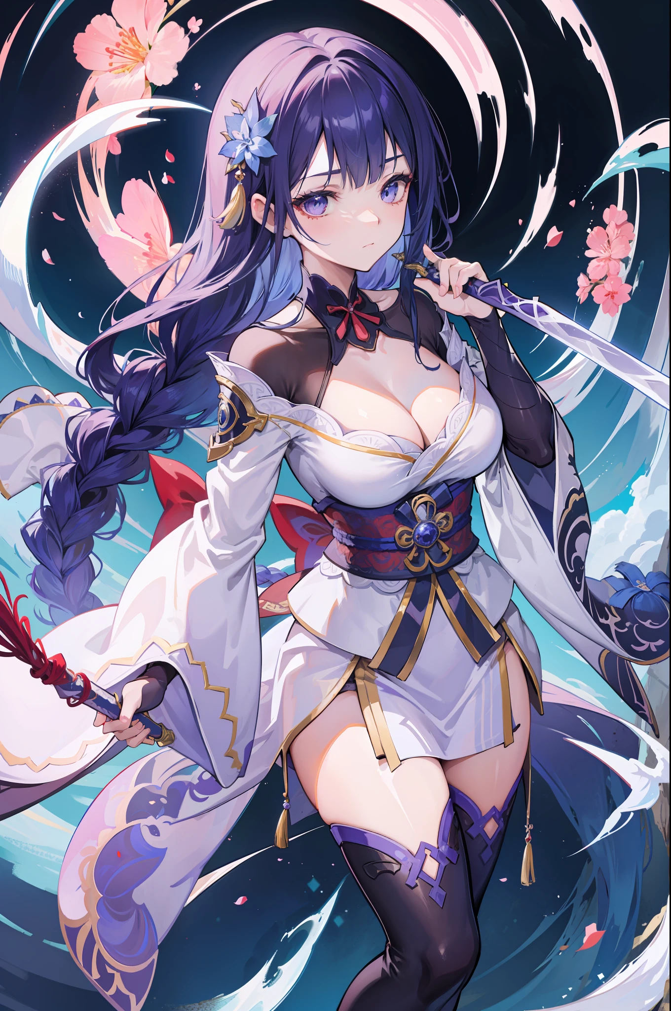 a close up of a woman in a dress holding a sword, Extremely detailed Artgerm, G Liulian art style, Beautiful digital artwork, Guviz-style artwork, 2. 5 D CGI anime fantasy artwork, Detailed digital anime art, Beautiful character painting, inspired by Park Hua, chengwei pan on artstation, Ross Tran 8 K,Panorama, telephoto lens, full body,Illusory realm