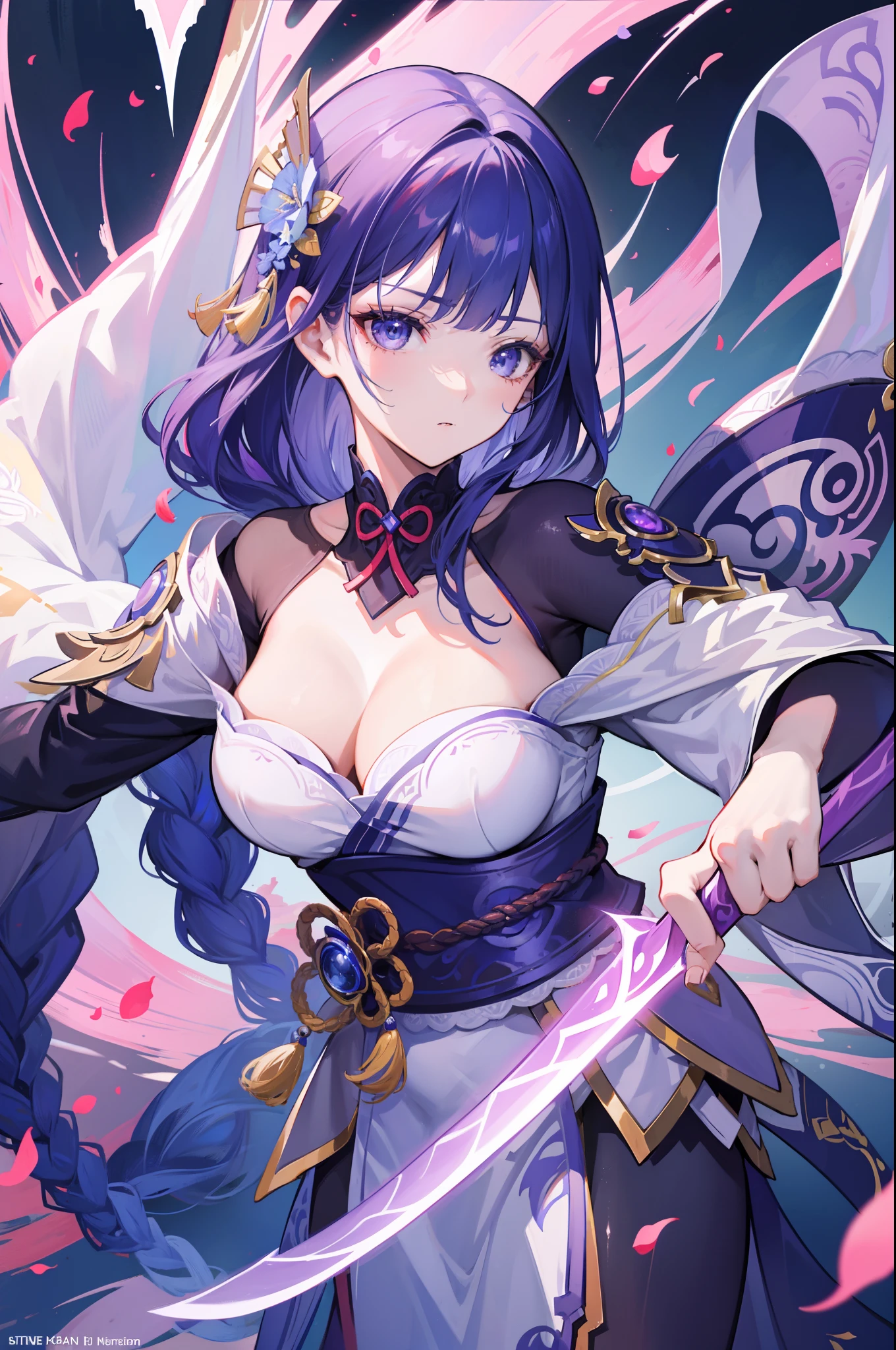 a close up of a woman in a dress holding a sword, Extremely detailed Artgerm, G Liulian art style, Beautiful digital artwork, Guviz-style artwork, 2. 5 D CGI anime fantasy artwork, Detailed digital anime art, Beautiful character painting, inspired by Park Hua, chengwei pan on artstation, Ross Tran 8 K,Panorama, telephoto lens, full body,Illusory realm