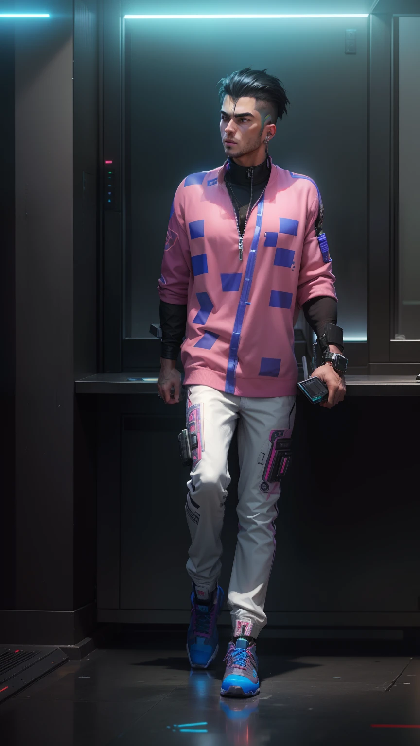 Change this backround cyberpunk handsome boy, realistic fack, abs and muscles,8k, ultra realistic