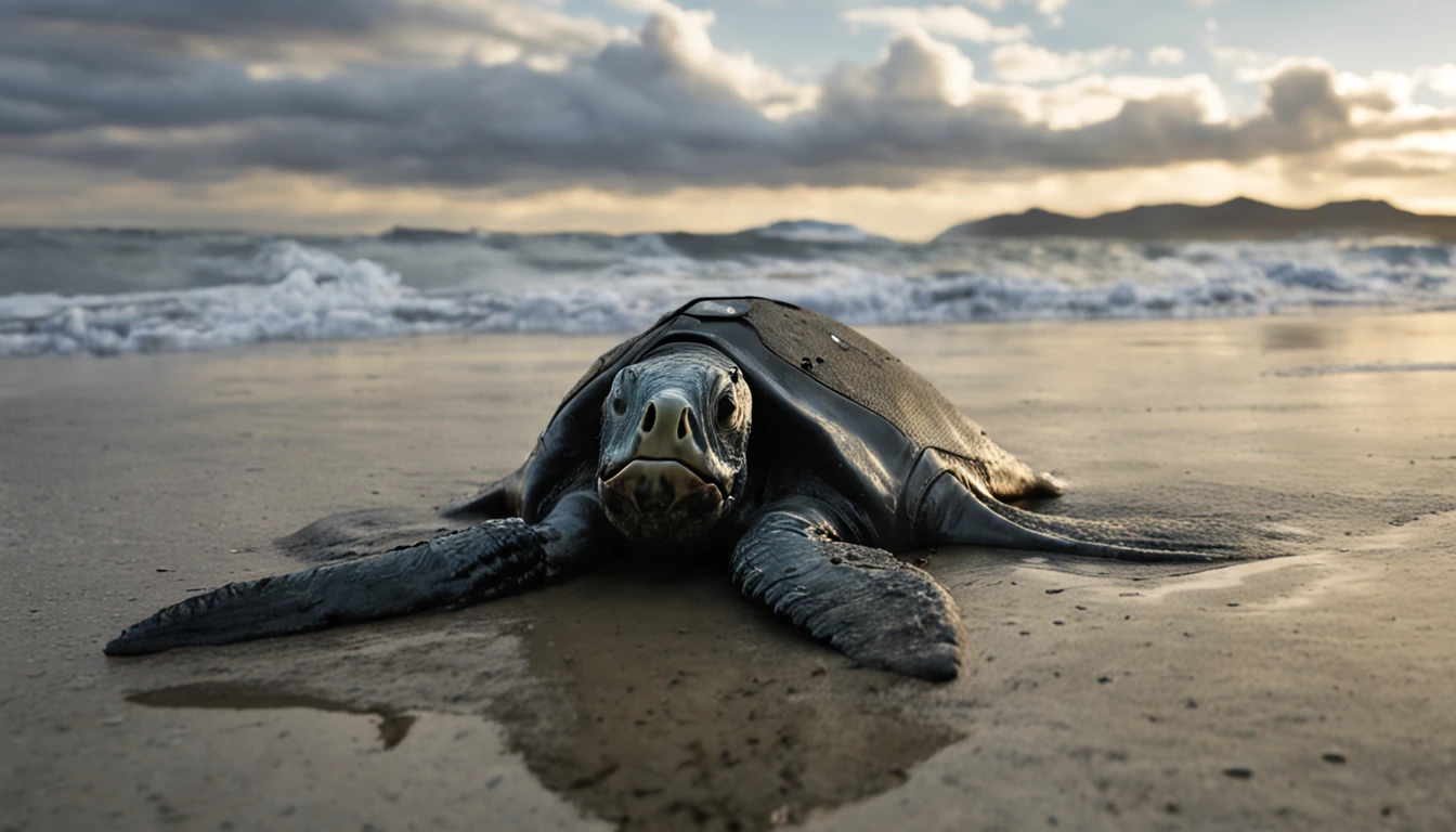 Pacific Ocean Marine Pollution Nuclear Wastewater Japanese Marine Animal Carcass Horror Darkness Armageddon Beaches Dead Day Mechanical Animal Body Pain Riddled with Holes Marine Animals Crying for Help Countless Dead and Wounded Human Devils Marine Floating Corpses Fish Death Turtle Carrying an Iron Pot on Its Back
