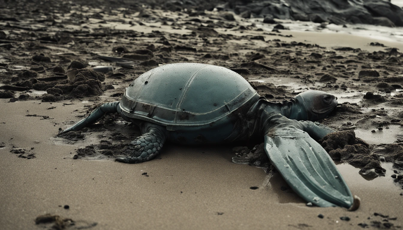 Pacific Ocean Marine Pollution Nuclear Wastewater Japanese Marine Animal Carcass Horror Darkness Armageddon Beaches Dead Day Mechanical Animal Body Pain Riddled with Holes Marine Animals Crying for Help Countless Dead and Wounded Human Devils Marine Floating Corpses Fish Death Turtle Carrying an Iron Pot on Its Back