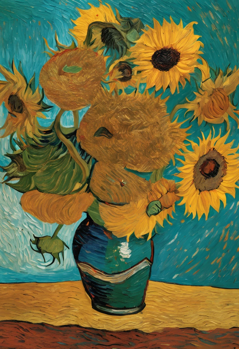 "make a realistic and impressive retelling of Van Gogh's sunflowers."