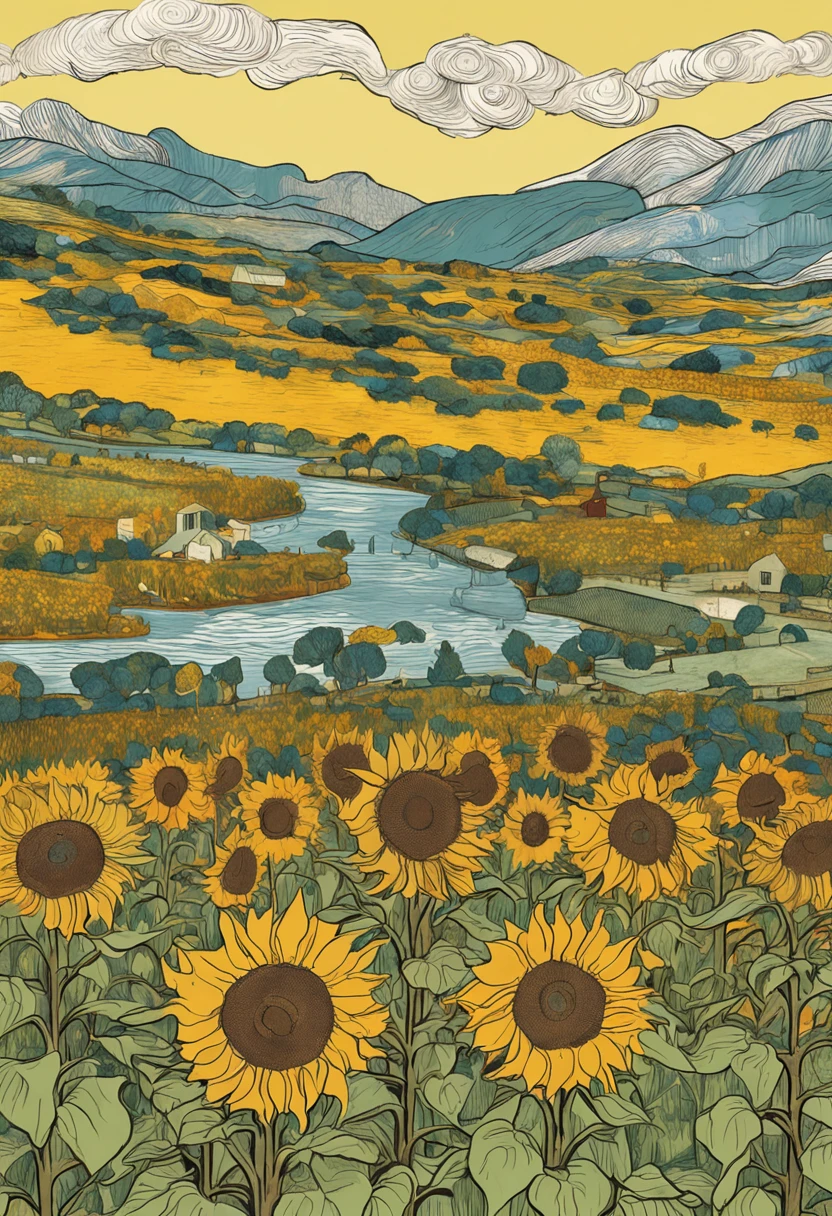 "make a realistic and impressive retelling of Van Gogh's sunflowers."