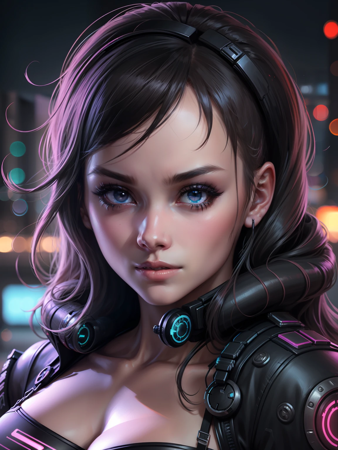 Closeup on beautiful black latex woman, olhos azuis, coberta com rosas vermelhas iluminadas, bright blue white glowing heart, visible from human, noite, Colouring, photography hyper-detailed cinematic hdr lighting, softbox lighting, Detalhe extremo, 8k, 3D-rendering, Hiper realista, NVIDIA,