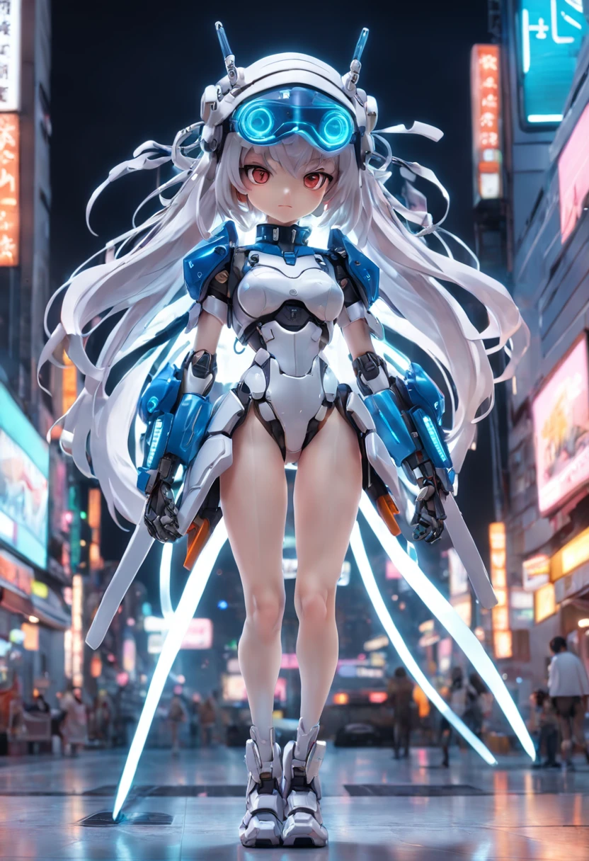 (blind box toy style:1.2),(Full body photo), Transparent and cute girl, Transparent Mecha, Exquisite helmet:1.2, Phosphorescent goggles:1.2, cyber punk style, dreamy lights, freshen, White draft, Global Illumination, Aite Tracking, High-density image review, Unreal Render, Rational design, ighly detailed, Masterpiece Grade, Best Quality, hyper HD, Cinematic lighting。