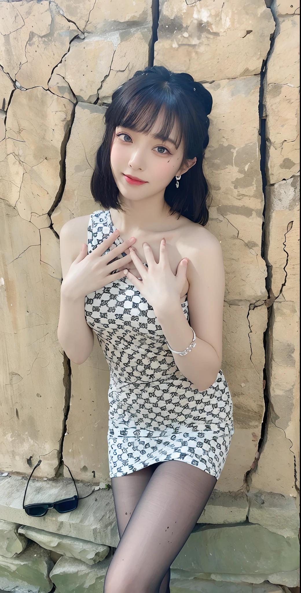 A close up of a woman in a dress posing for a picture - SeaArt AI