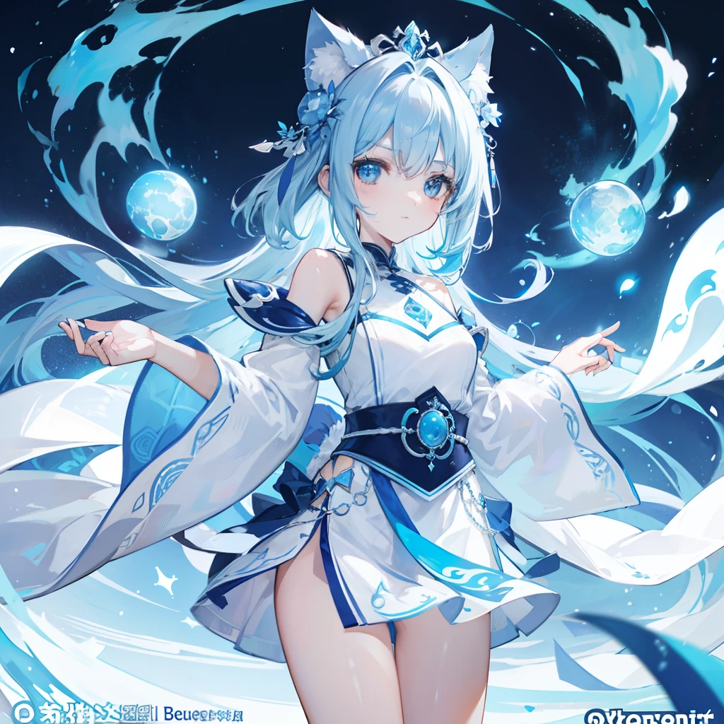 The Title Douluo Continent with multiple blue soul rings,It's a beautiful sister,Blue and white color scheme,It is called the Blue Spirit Cat