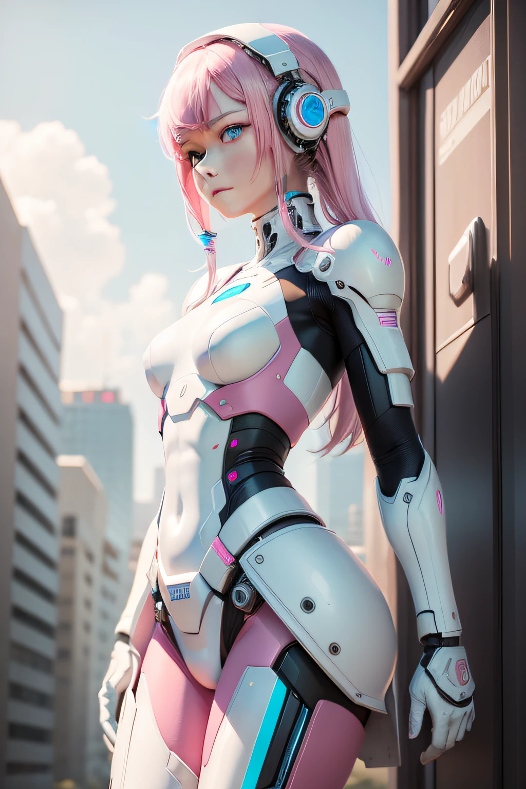 White-pink, White, Blue, Mechanical half-human, half machine.