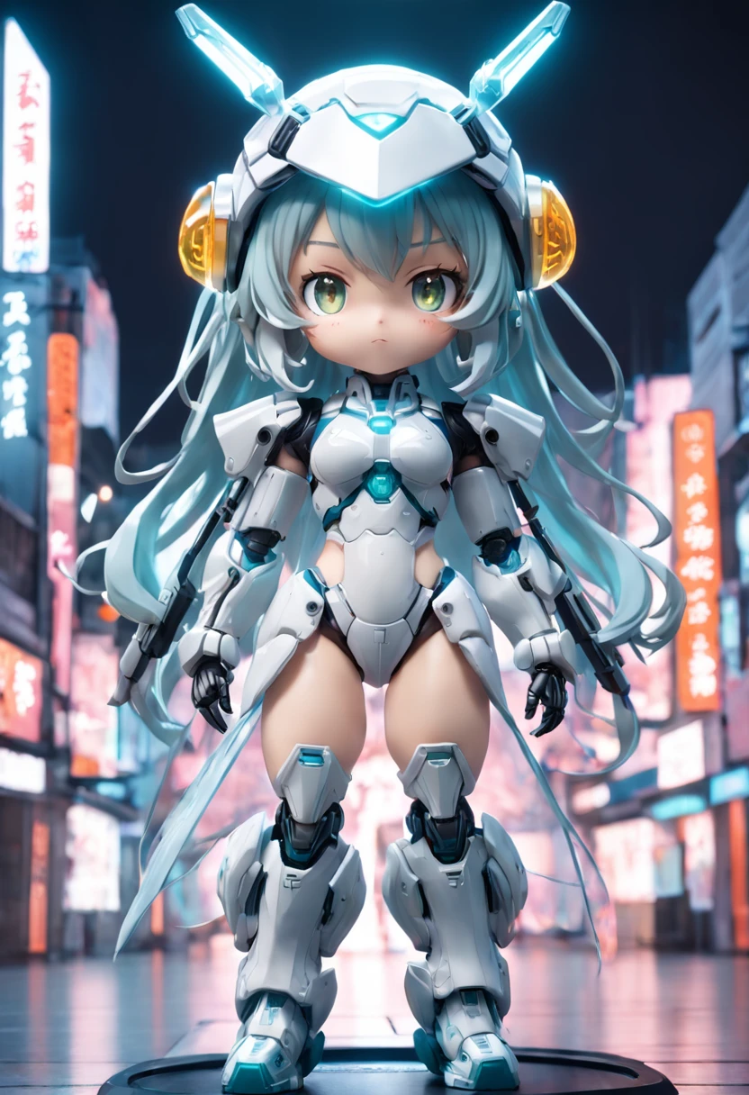 (blind box toy style:1.2),(Full body photo), Transparent and cute girl, Transparent Mecha, Exquisite helmet:1.2, Phosphorescent goggles:1.2, cyber punk style, dreamy lights, freshen, White draft, Global Illumination, Aite Tracking, High-density image review, Unreal Render, Rational design, ighly detailed, Masterpiece Grade, Best Quality, hyper HD, Cinematic lighting。