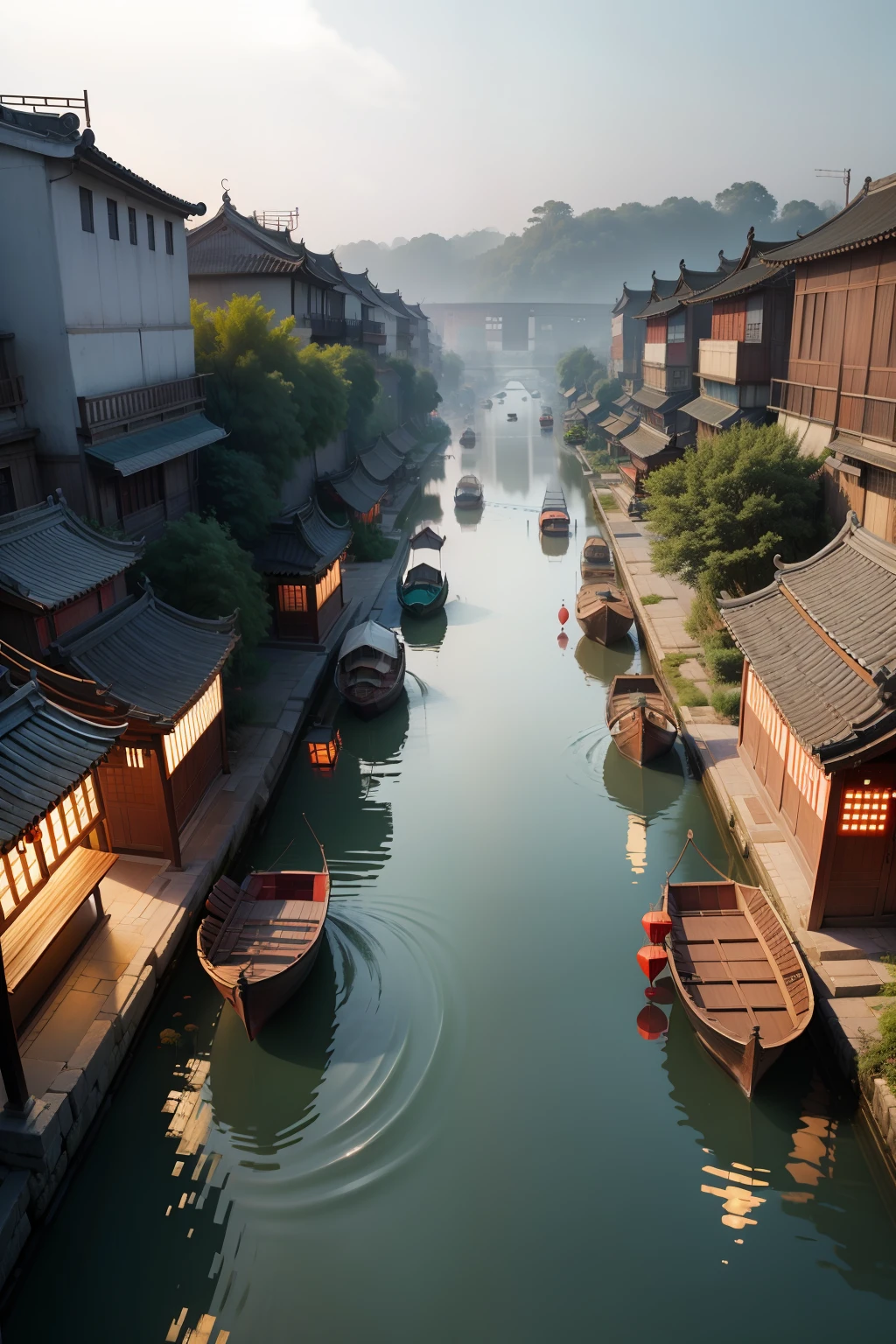 View of Jiangnan town, China，Realisticstyle