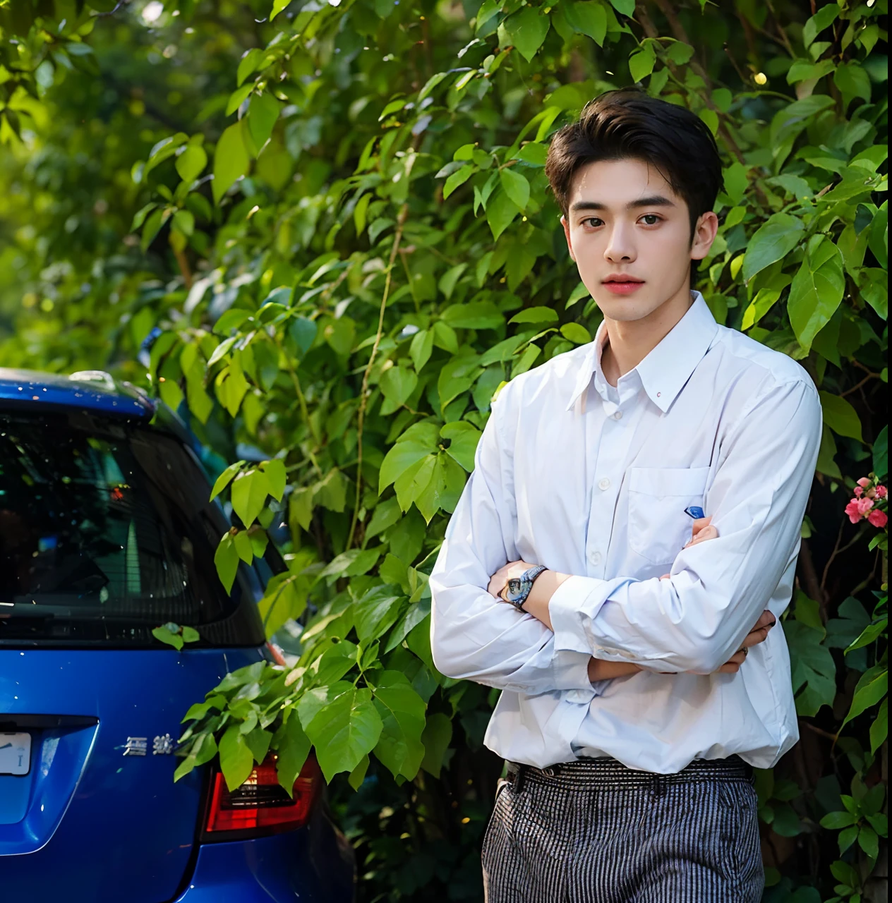 (Best quality),(HD 8K),(Realistic),A guy,Twenty-eight years old,Handsome face,(Walk the street),A group of people pointed at him,Background bokeh,(Jeizuo)
