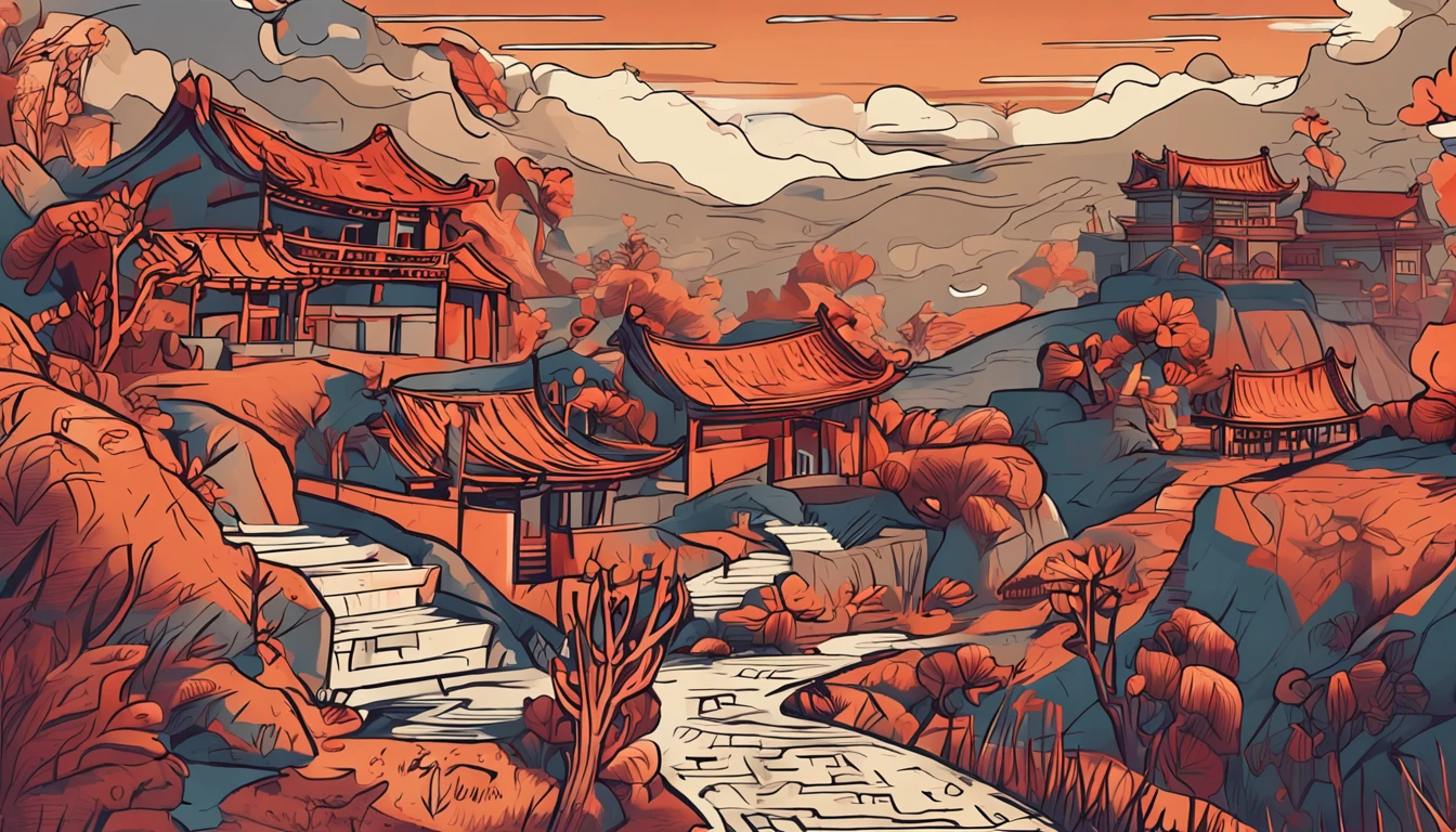 Chinese the four words "folk tale" in font