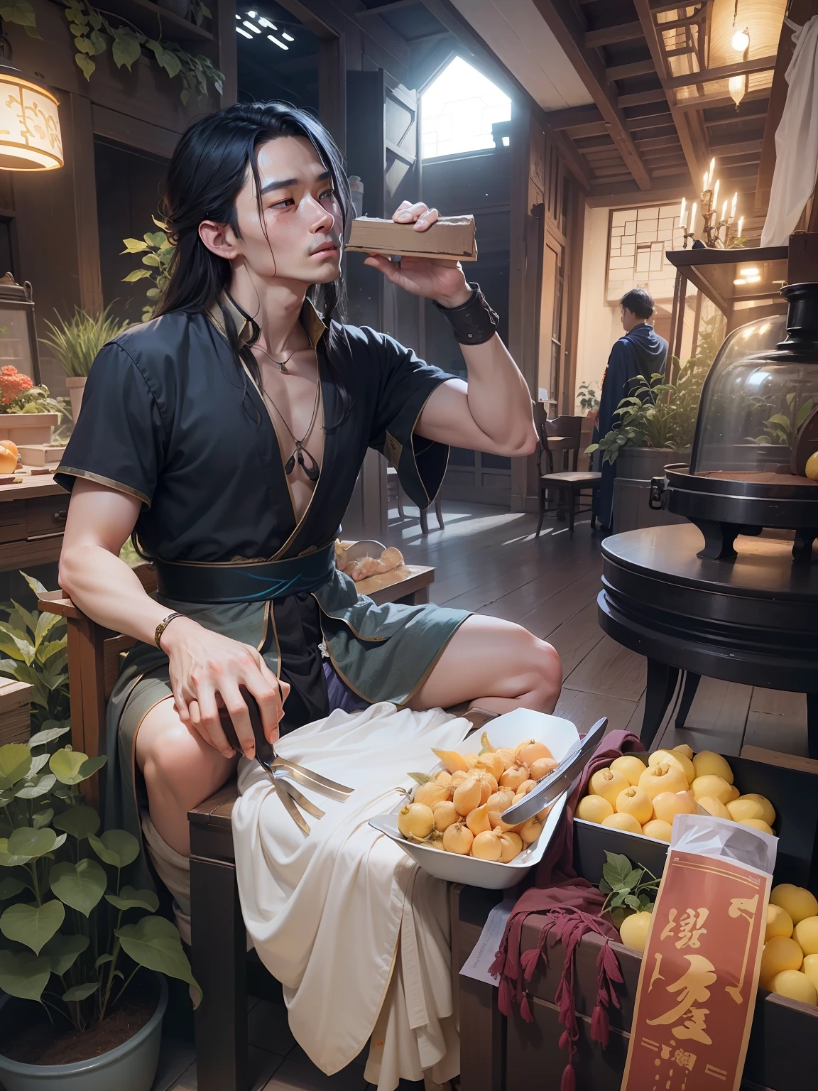 When the Daming prince was demoted to the rank of commoner,He decided to cultivate the fields,His robe was worn out,But he still maintained the dignity and confidence of the prince。The harvested crops of the surrounding fields thrived under his care