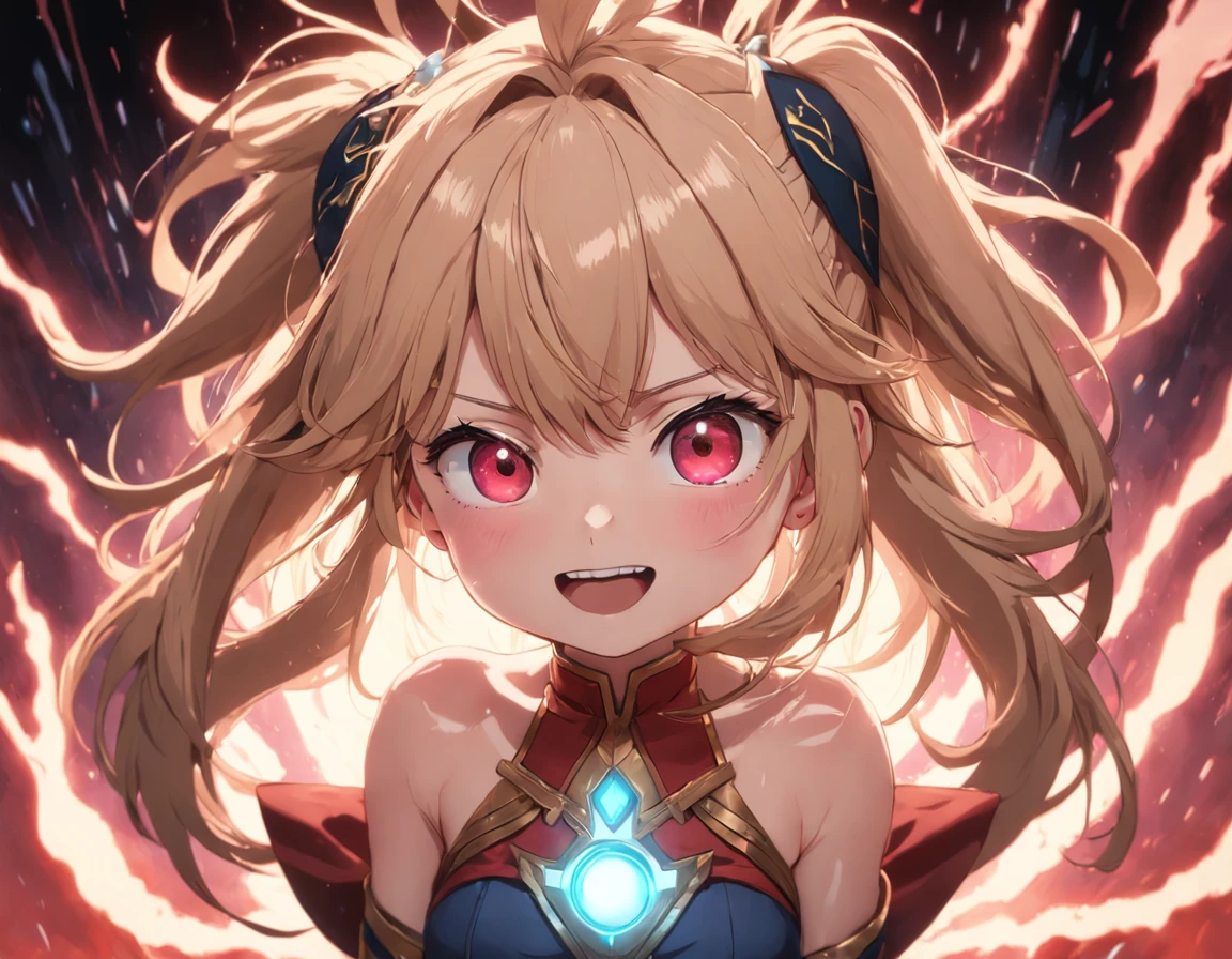god of thunder、long eyelasher、Solid round eyes、fakeanimalears、Light smile、Ear blush、fang、ultra-realistic realism、shadowing、anaglyph、stereograms、Standing painting、pov、atmosphric perspective、8k、super detailing、precise， Best quality at best