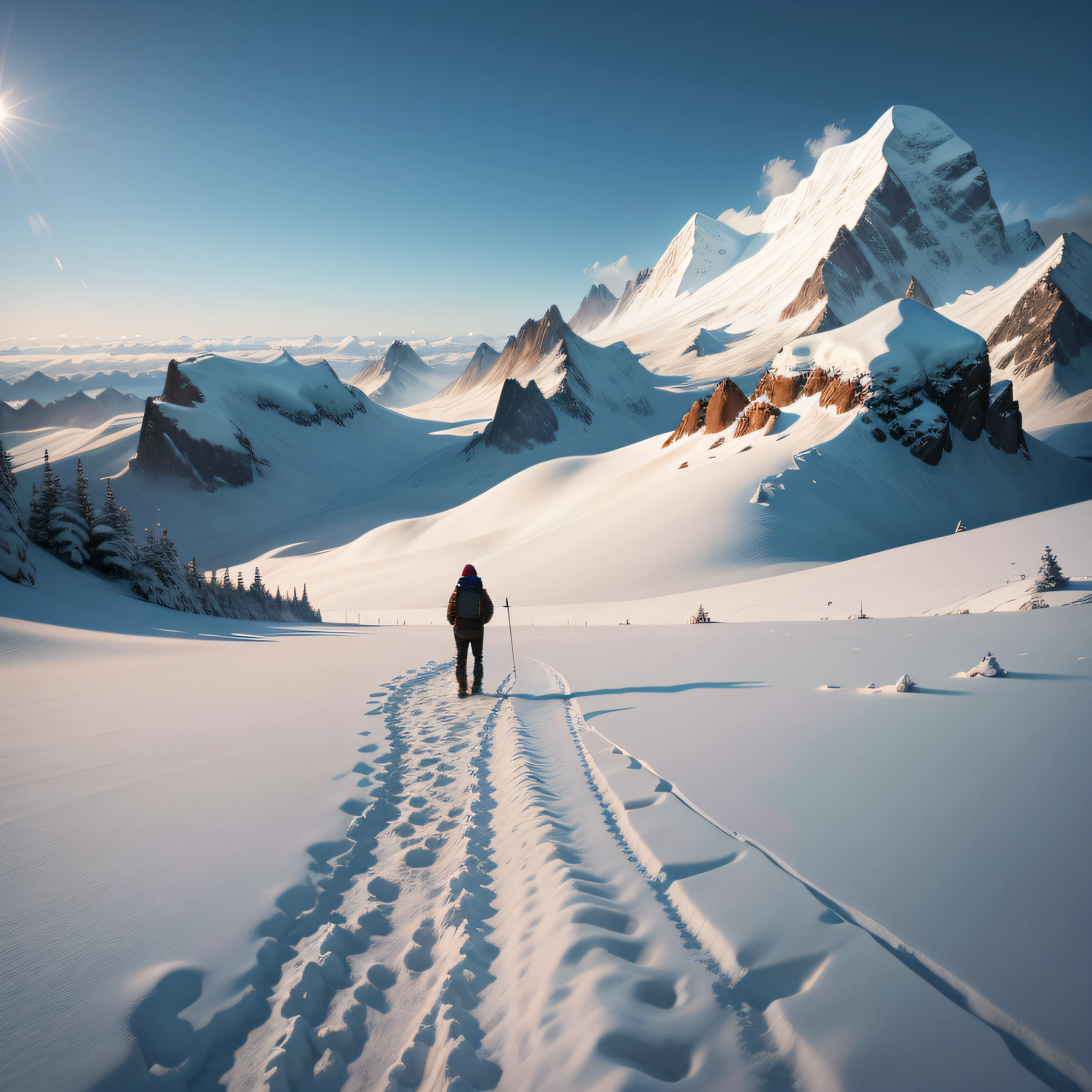 snow mountains,The pictures are generally less detailed,down view,The picture is clean,the whole,Transparent