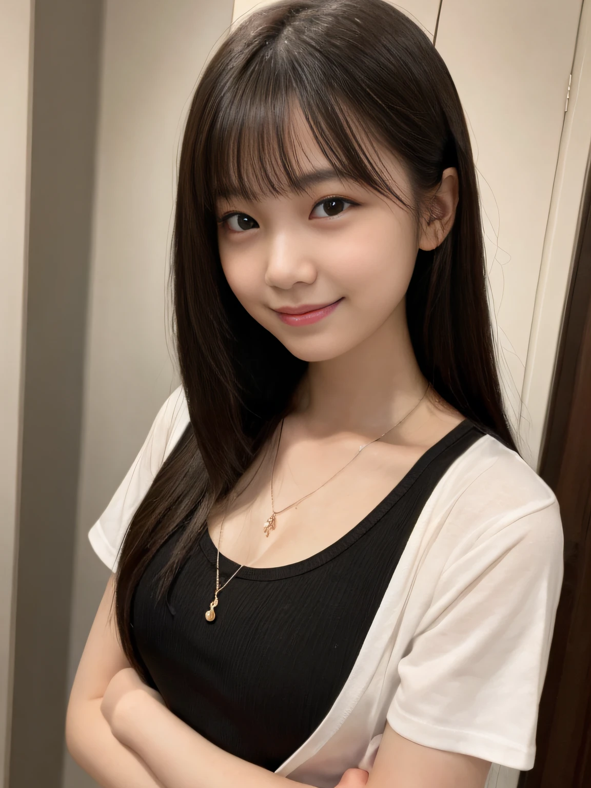( girl)、A smile that showed a little teeth