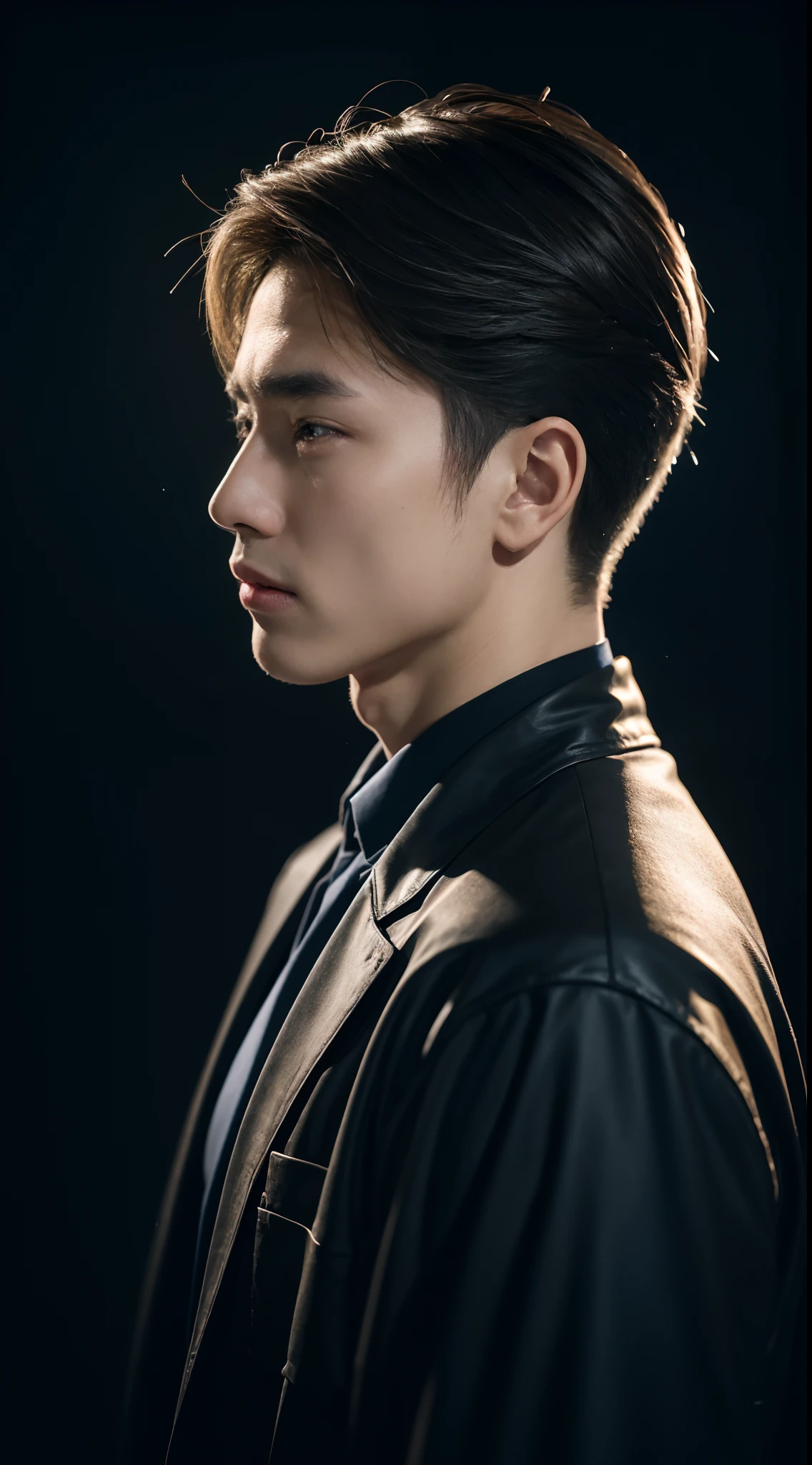 (8K, RAW photo, Highest quality),Realistic,1 man, man，frontage，Intricate details,Closed mouth,Muscular male,Manly,looks away,Male focus,Solo,Transparent coat，Chinese Song Dynasty,Night sky,Soft lighting,Cinematic lighting,Portrait,Close-up,Lovingly