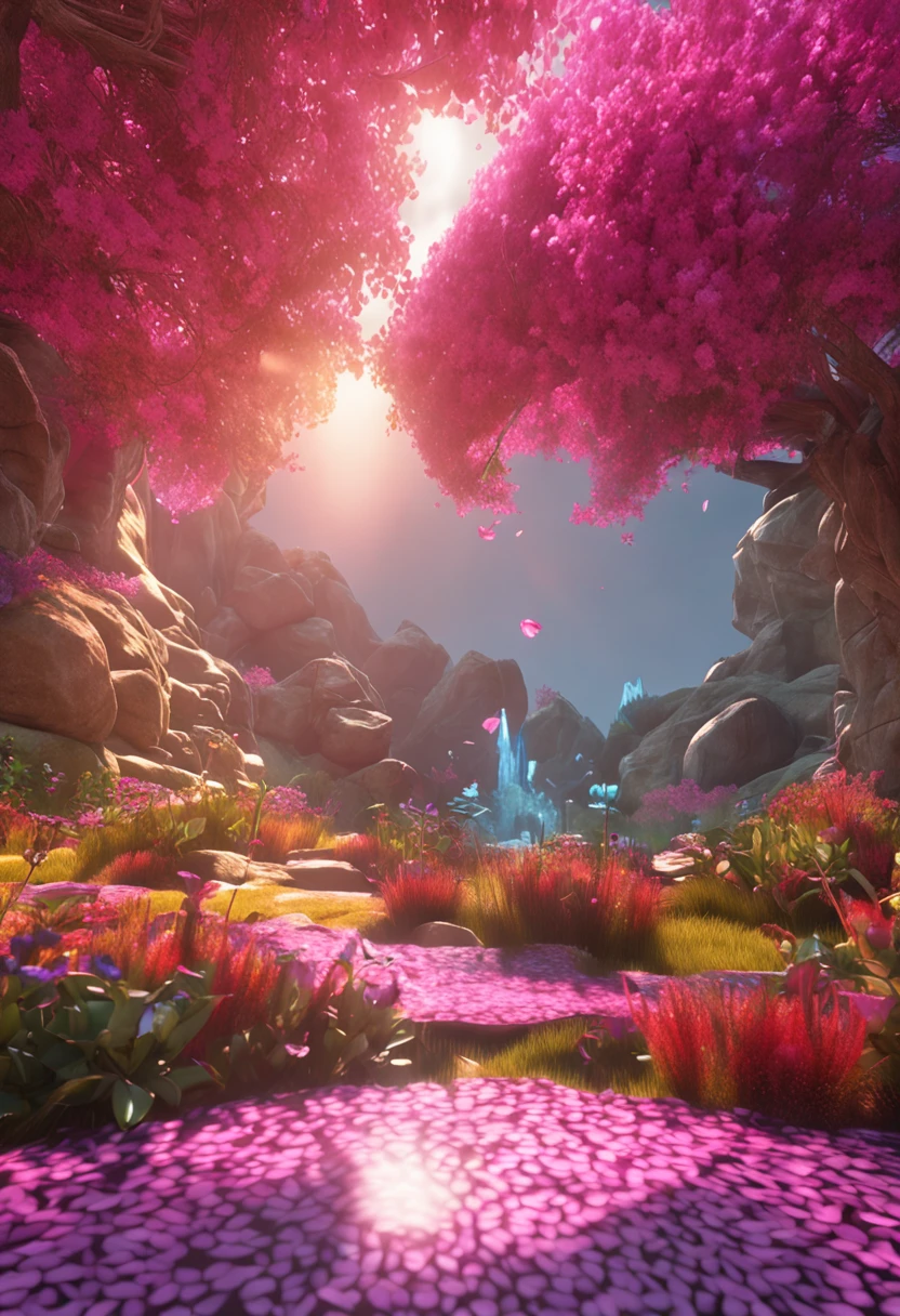 Masterpiece, best quality, (very detailed CG unified 8k wallpaper) (best quality), (best illustration), (best shadow) Nature Valley Delicate foliage Petals of various colors falling in the air Ray tracing, ultra detailed, label white, background solid color, yellow soft light irradiation, perfume bottle is made of glass --v6