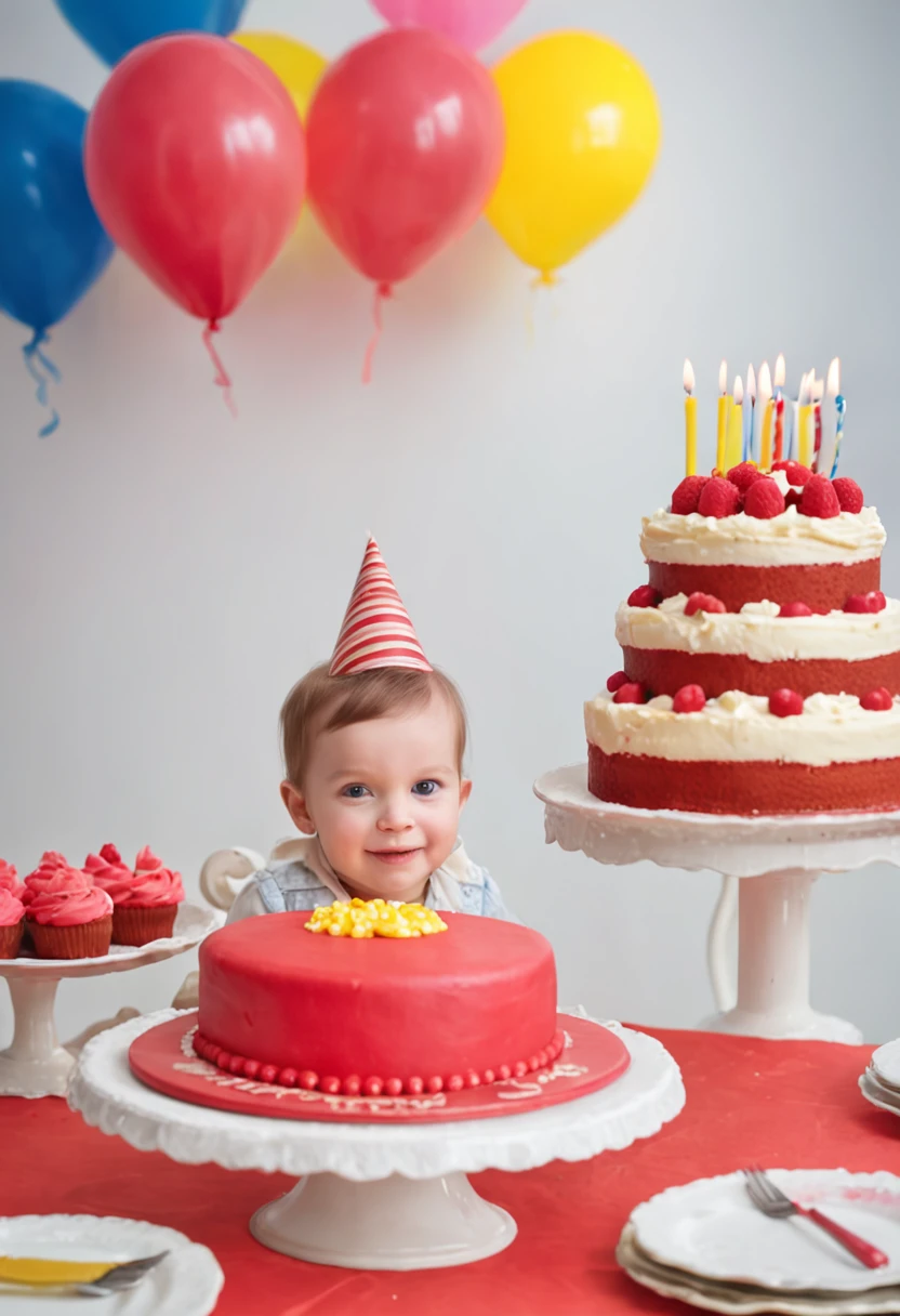 Kid's birthday party, celebrating playing laughing, party room decorations cake, indoor colorful room, bright festive, Andy Warhol, pop-art, acrylic on canvas, vibrant stylized, bright primary colors, 2D digital painting, high definition crisp