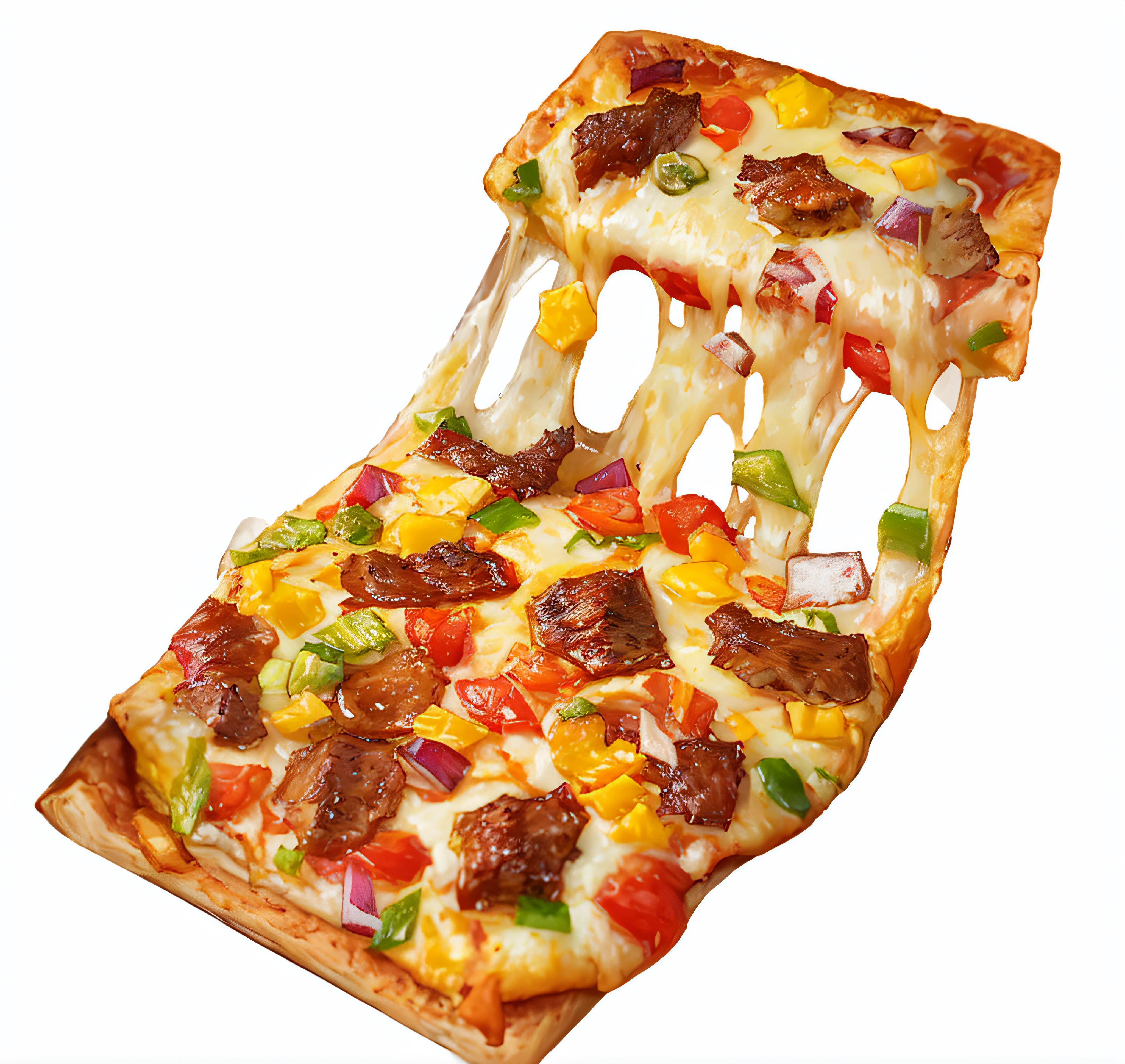 There was a slice of pizza，It has meat and vegetables on top, pizza, delicacy, pizza the hut, cheesy, pizza pie, eating pizza, pizza!, eating pizza, munching pizza, author：Joe Bowler, pizza advert, Sauce, italian pizza, presenting pizza, scruffy, slice of life”, hyper realisitc, in style of mike savad”, Slice of life