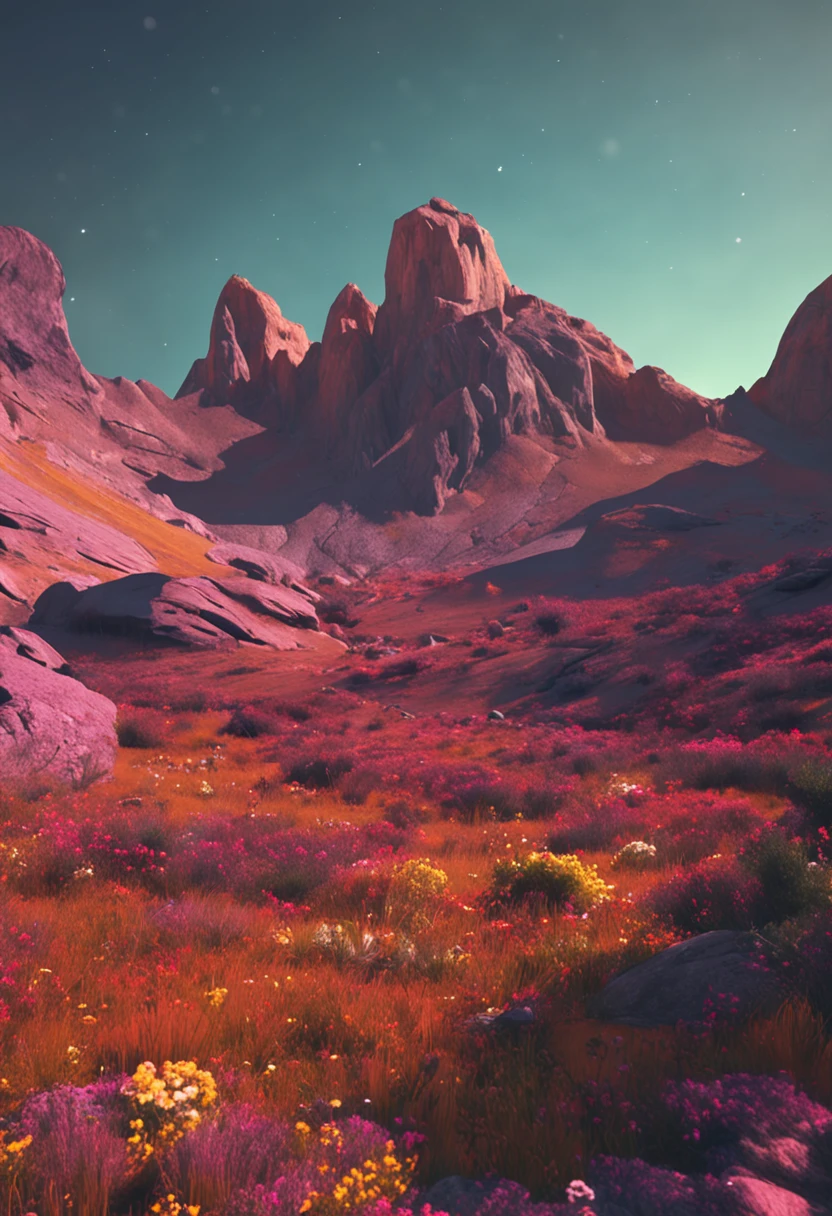 A view of a mountain range with a valley in the foreground - SeaArt AI