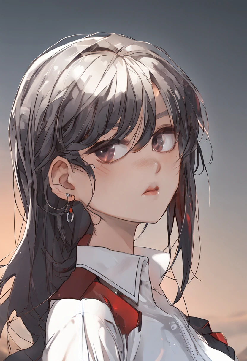 1girl, solo, white polo shirt, white sneakers, tennis wear, white miniskirt, masterpiece, best quality, realistic, hyper-detailed, (shiny skin, sweaty:1.4), absurd, looking at viewer, short black hair, brown eyes, slender, dynamic lighting, high resolution, sharp focus, depth of field, detailed eyes, sharp pupils, realistic pupils, (small breasts:1.6), (thick thighs:1.0), outdoor, sky