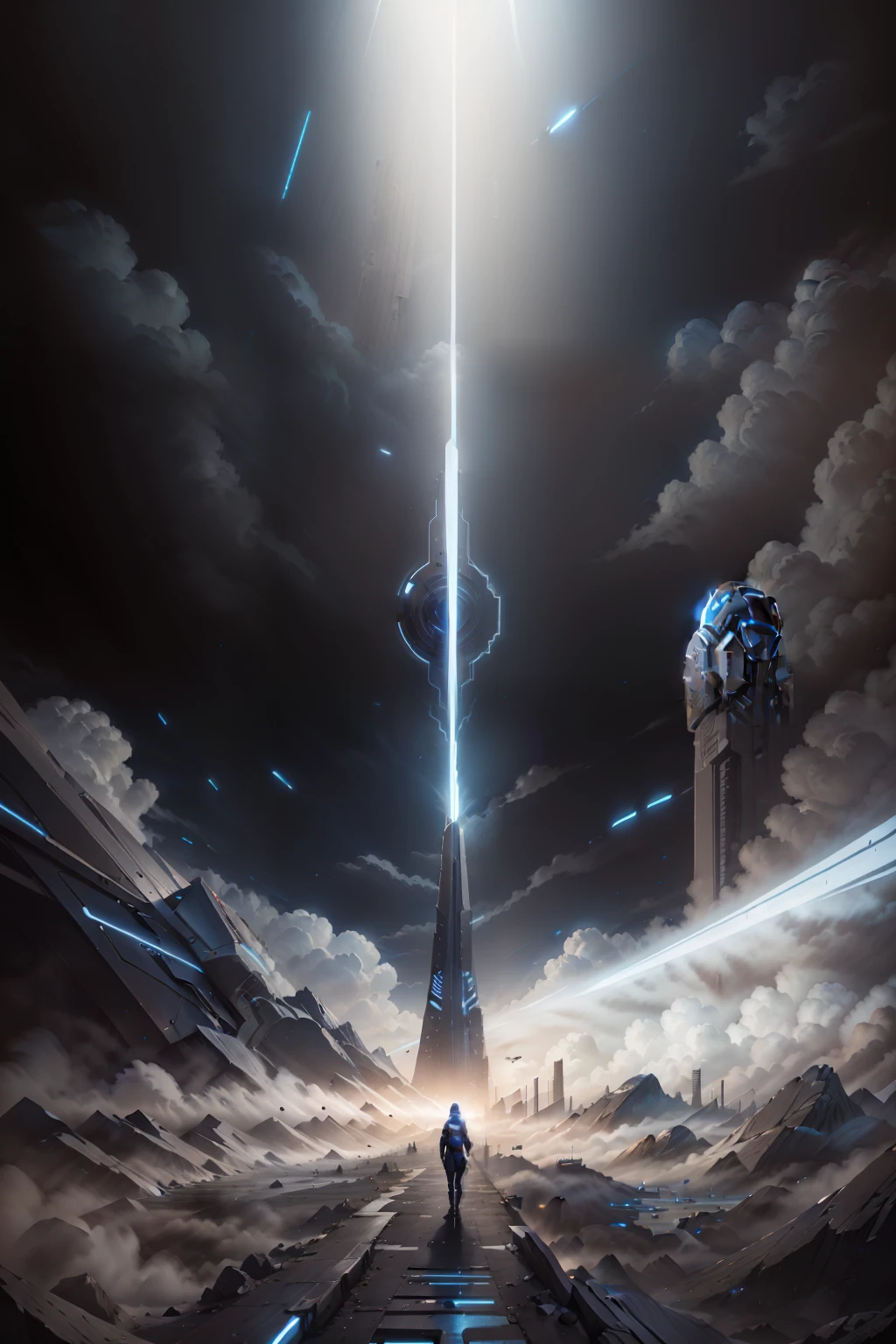 futurism, modern, Cinematic lighting, god light, multiple monochrome, blue colors, Masterpiece, hyper HD, ccurate, High quality, High details