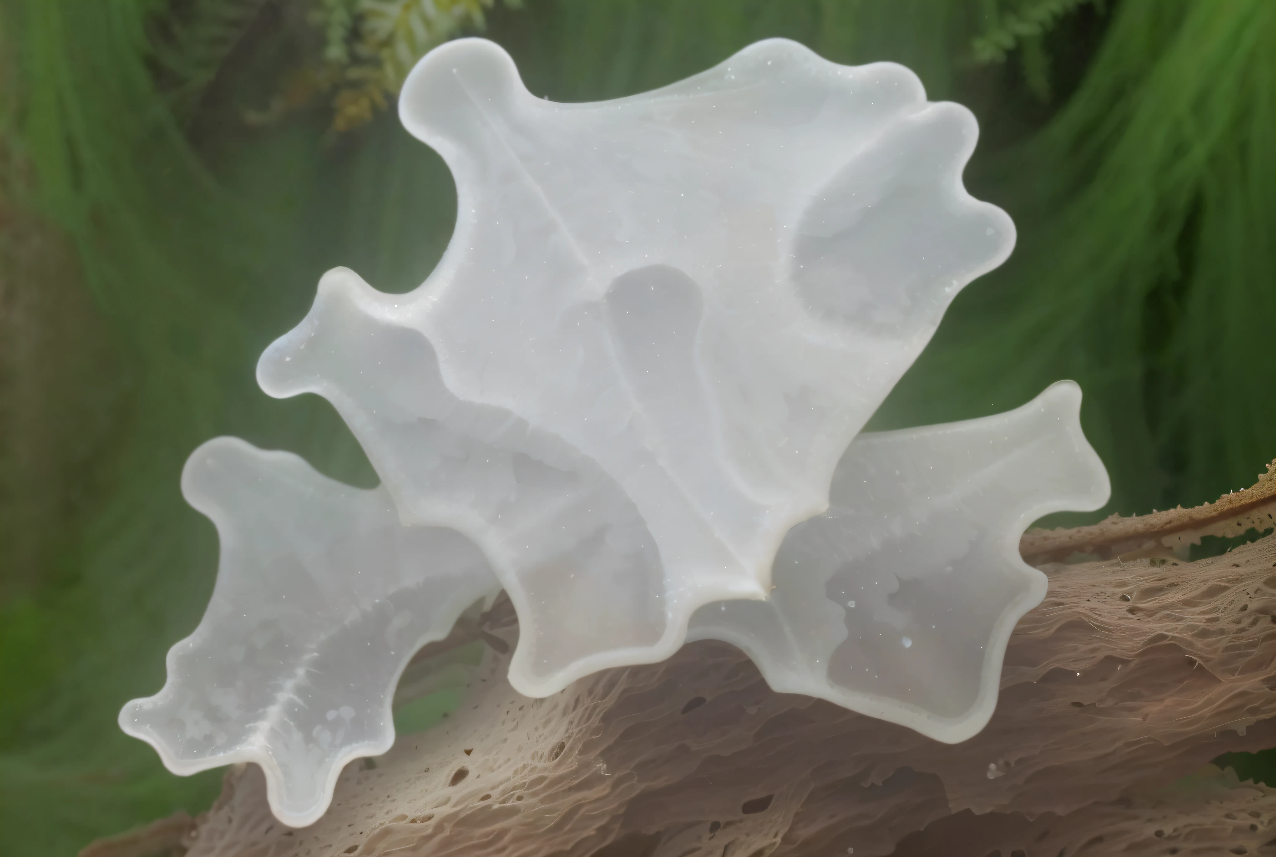 Fractal fungi, Silver-eared fern, Trill - spindle-shaped muscles, Ethereal white dripping tar, fungus, Sickle trill, translucent mushrooms, resin, Slime mold, simulacrum of a space fungus, organic fractal structures,solid color backdrop,Pubic area is clear,Photo texture
