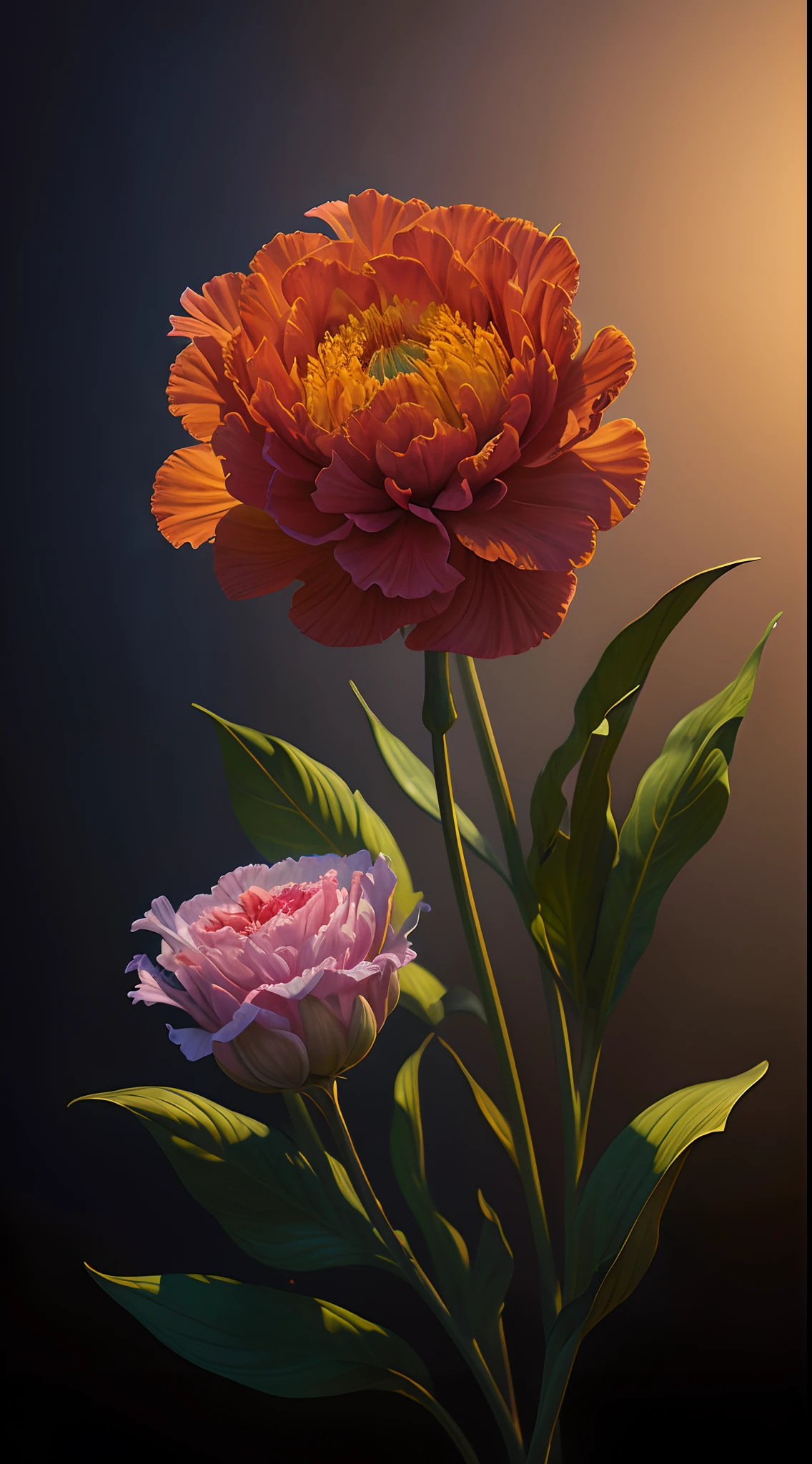A flower by Casey Weldon, Olga Kvasha, Miho Hirano, hyperdetailed intricately detailed gothic art trending on Artstation triadic colors Unreal Engine 5 detailed matte painting, deep color, fantastical, intricate detail, splash screen, complementary colors, fantasy concept art, 8k resolution, gothic deviantart masterpiece, (dark shot:0.9), art by greg rutkowski and artgerm, soft cinematic light, adobe lightroom, photolab, hdr, intricate, highly detailed, carnation