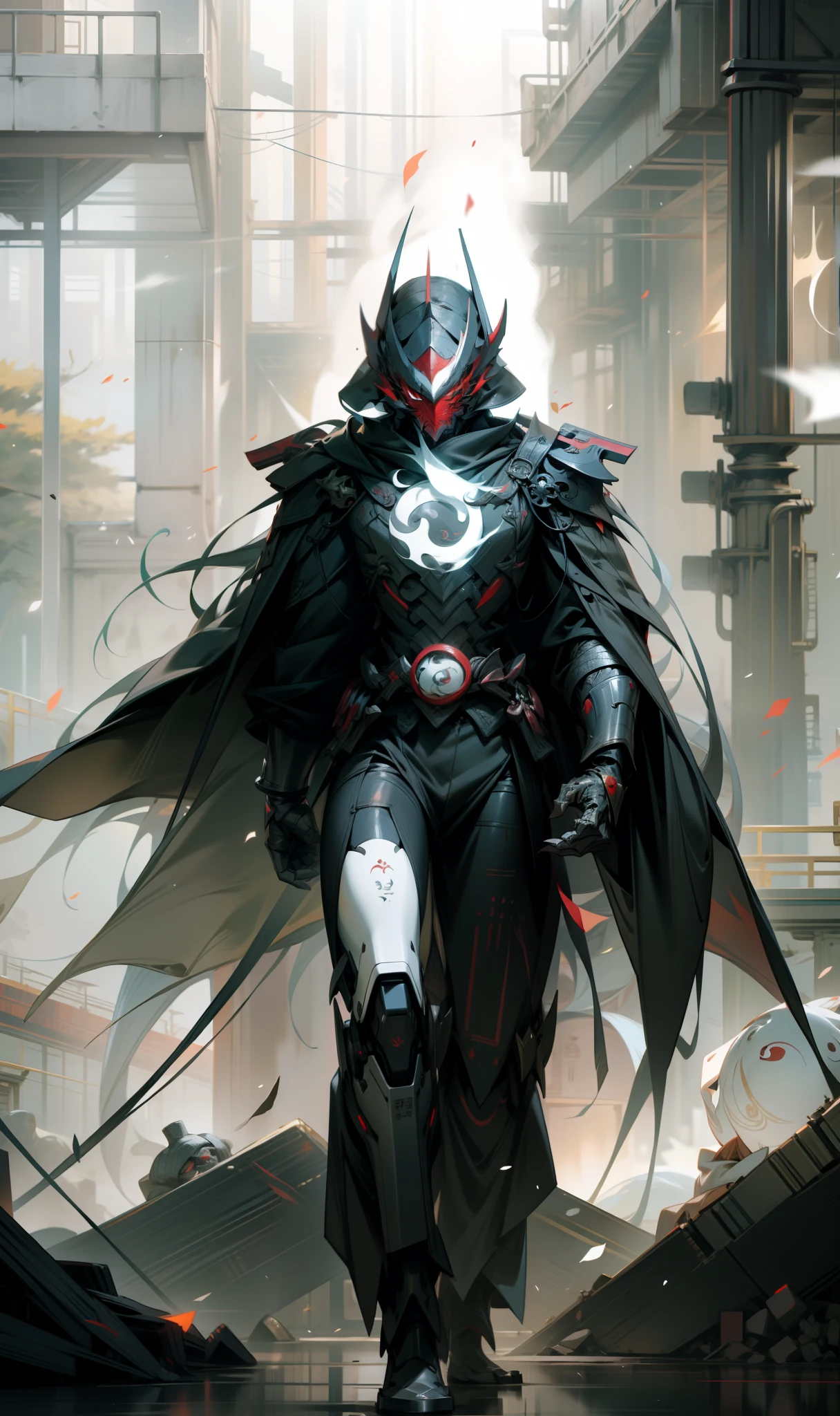 Completely red mask,There is a dragon particle effect,Yin and Yang gossip,