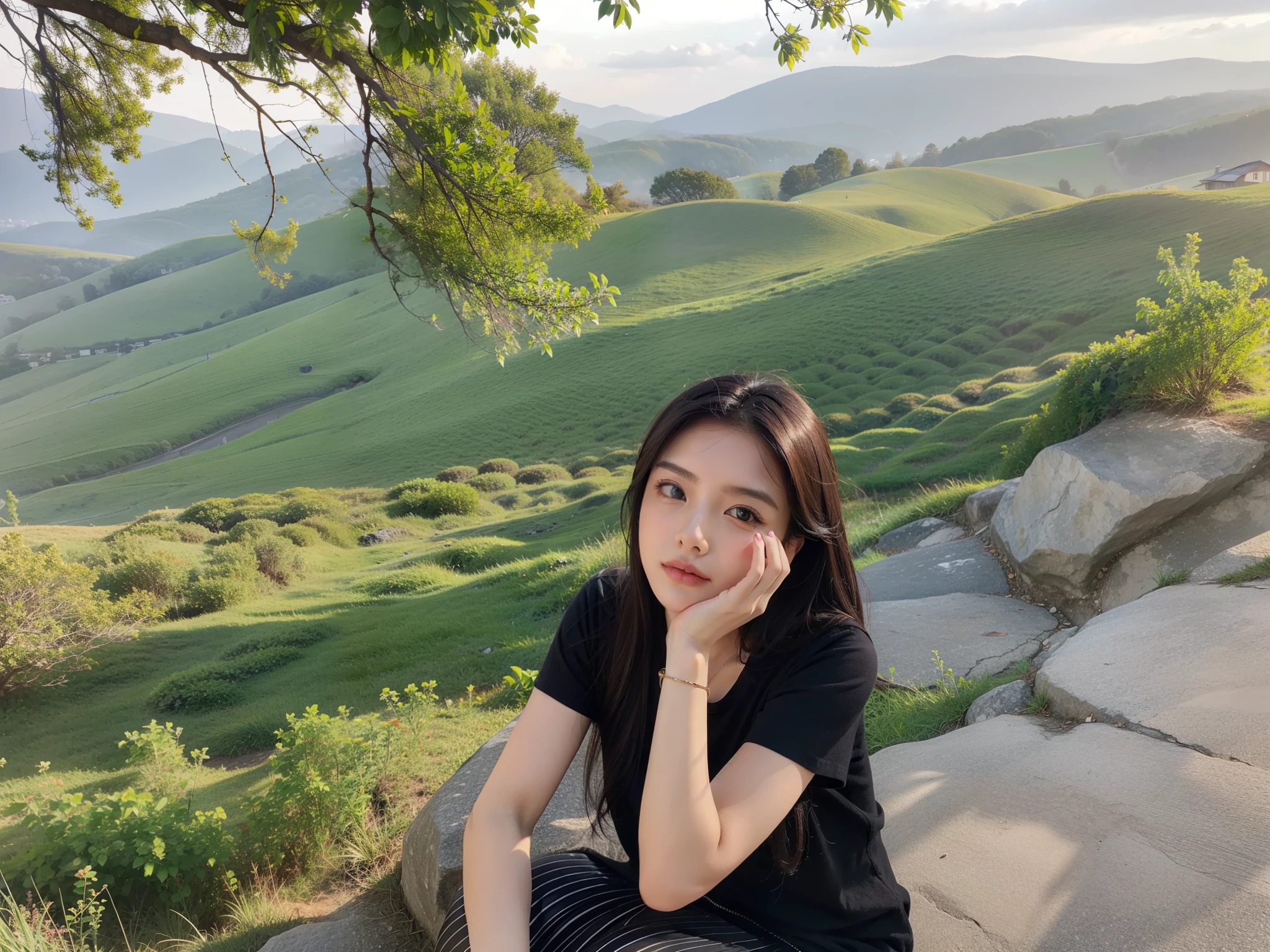 Beautiful girl , perfect jawline, small face, more details.