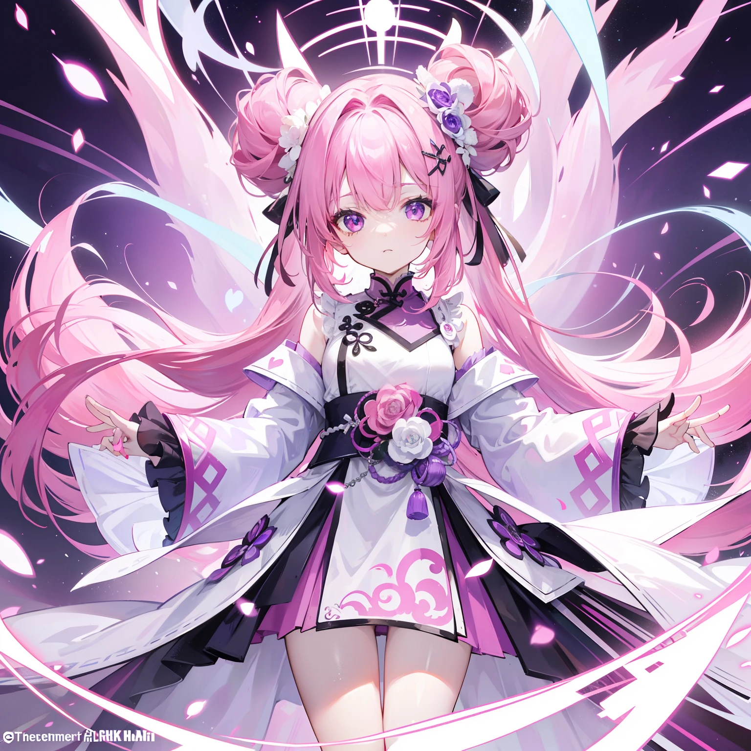 A titled Douluo with multiple pink soul rings,It's a beautiful sister,Pinkish-purple and pinkish-white color scheme,Known as the purple fox