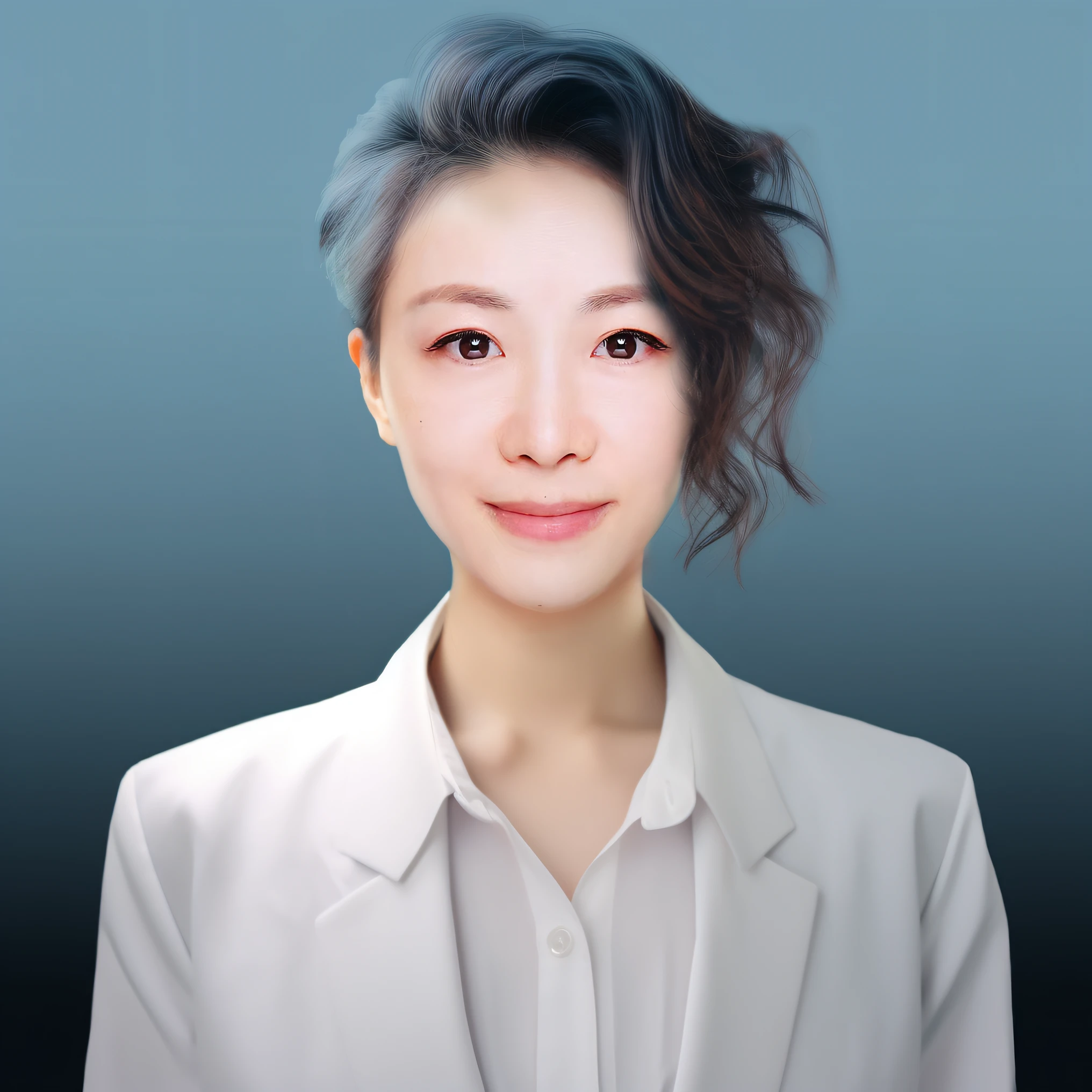 There was a woman in a white shirt and a white jacket, portrait of female korean idol, digital art portrait, Korean woman, digital illustration portrait, high quality portrait, digital art of an elegant, digitalportrait, realistic studio portrait, color portrait, inspired by Yanjun Cheng, jiyun chae, detailed color portrait, professional profile picture, Zhang Wanting, digitalportrait